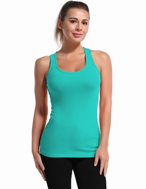 Racerback Athletic Tank Tops cyan_Plus Size