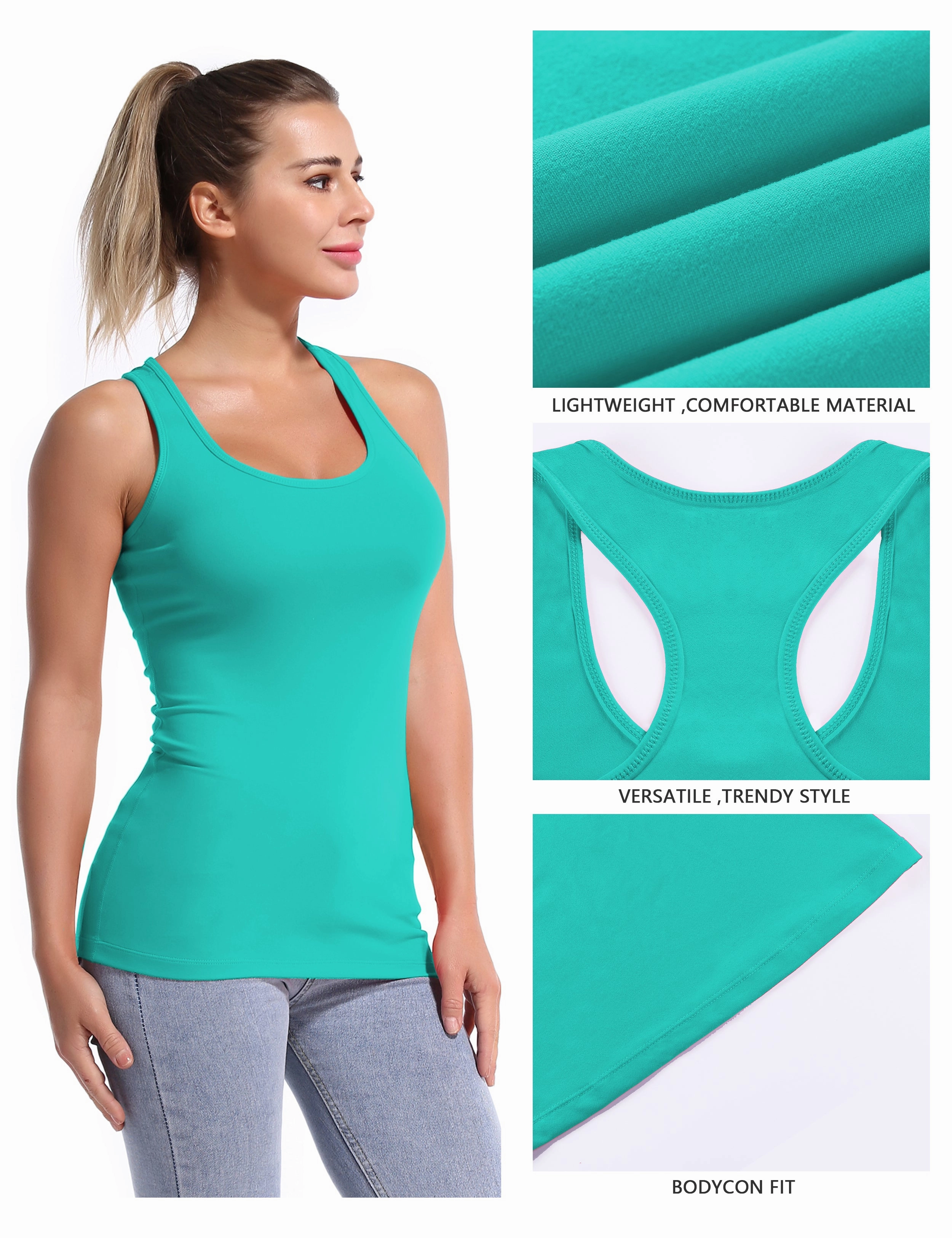 Racerback Athletic Tank Tops cyan_Tall Size