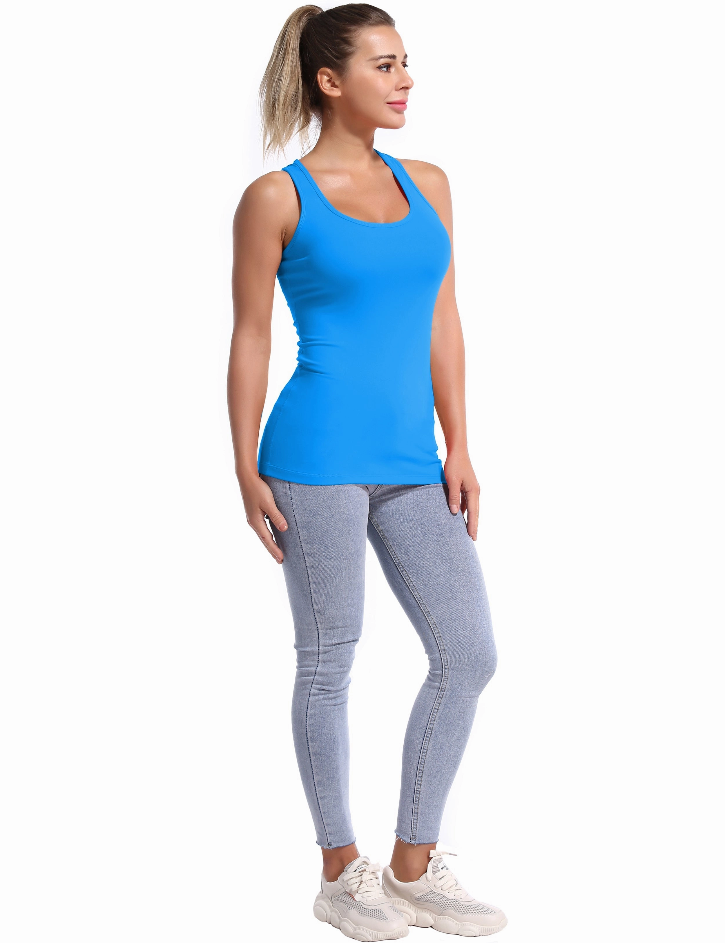Racerback Athletic Tank Tops deepskyblue_Tall Size