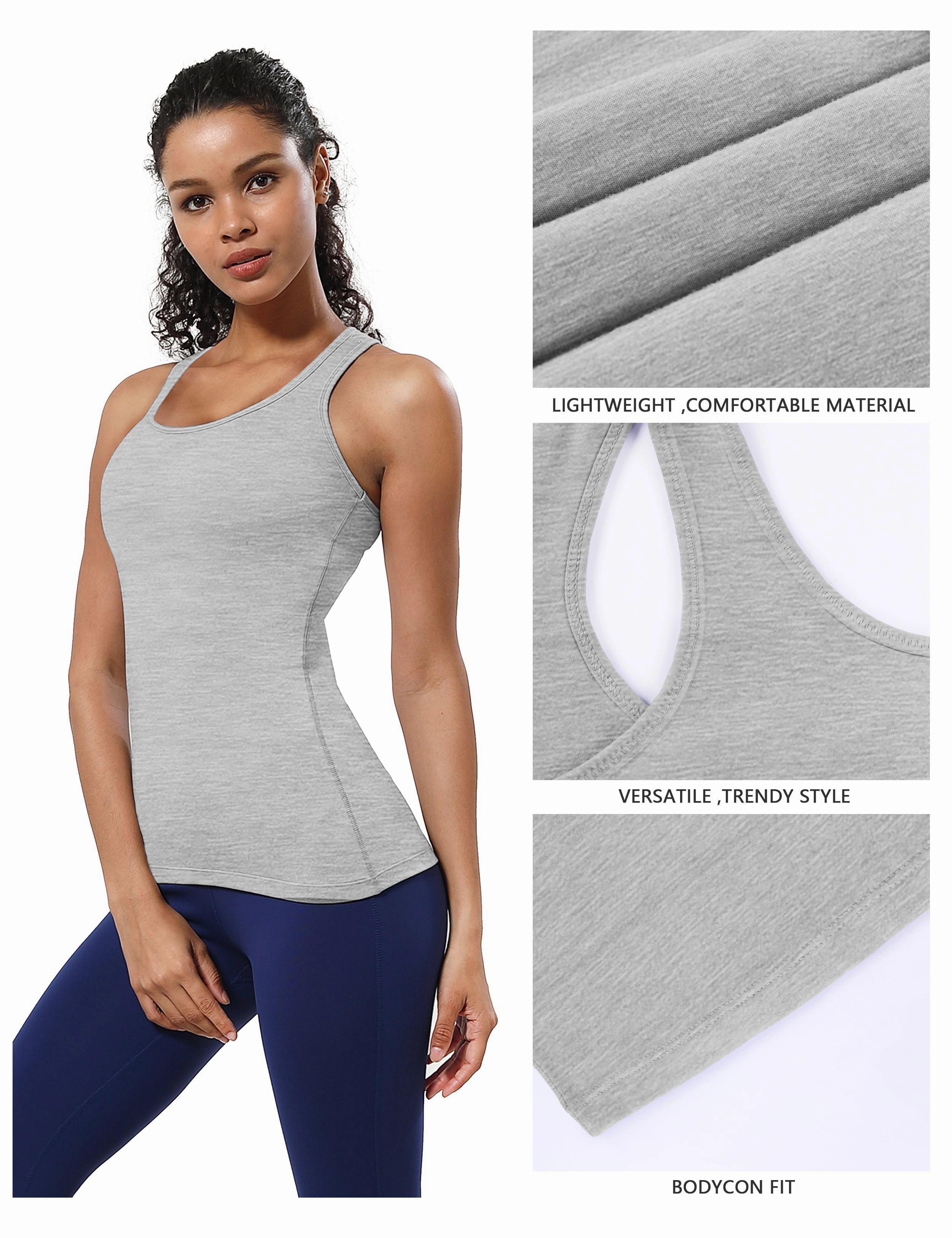 Racerback Athletic Tank Tops heathergray_Plus Size