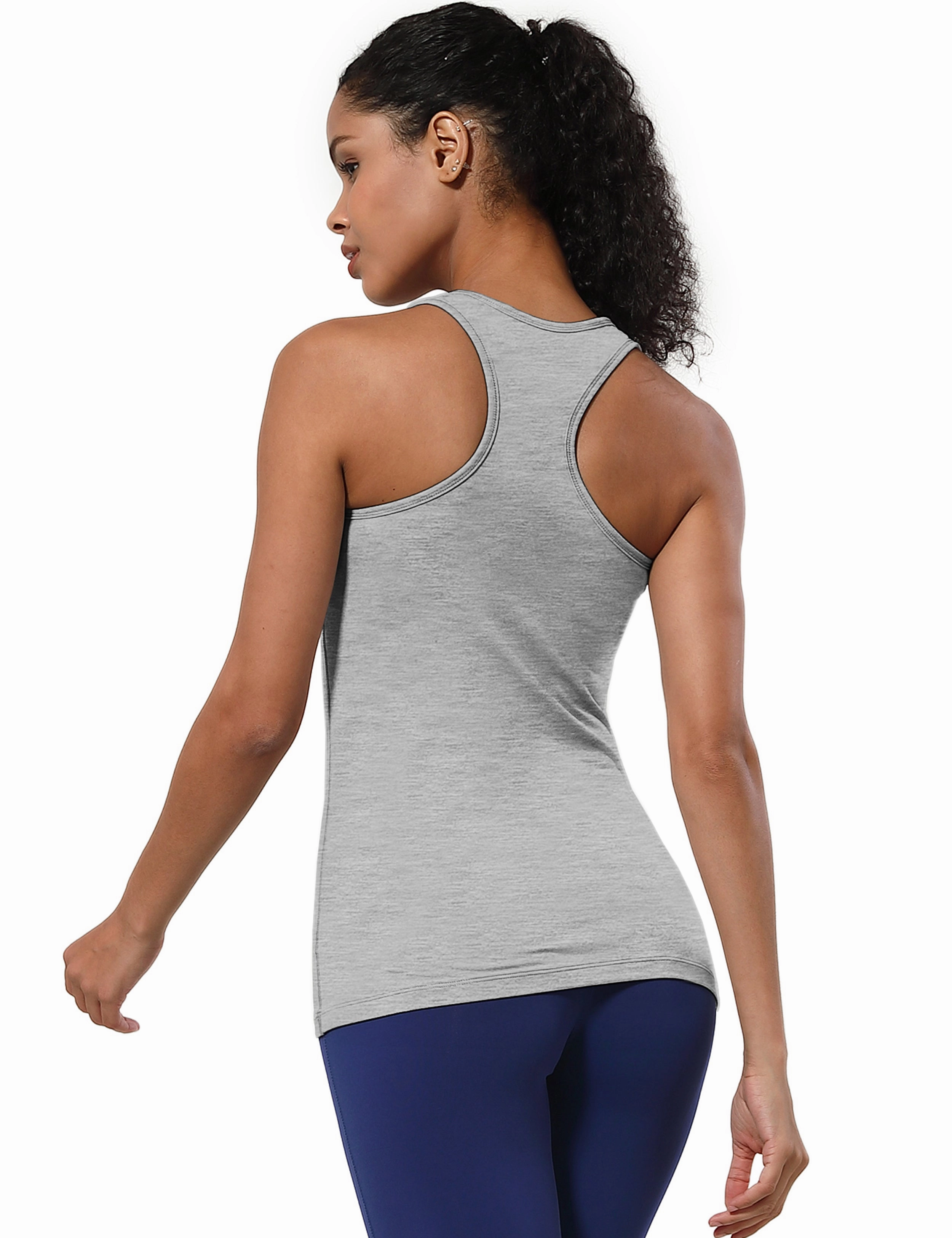 Racerback Athletic Tank Tops heathergray_Plus Size