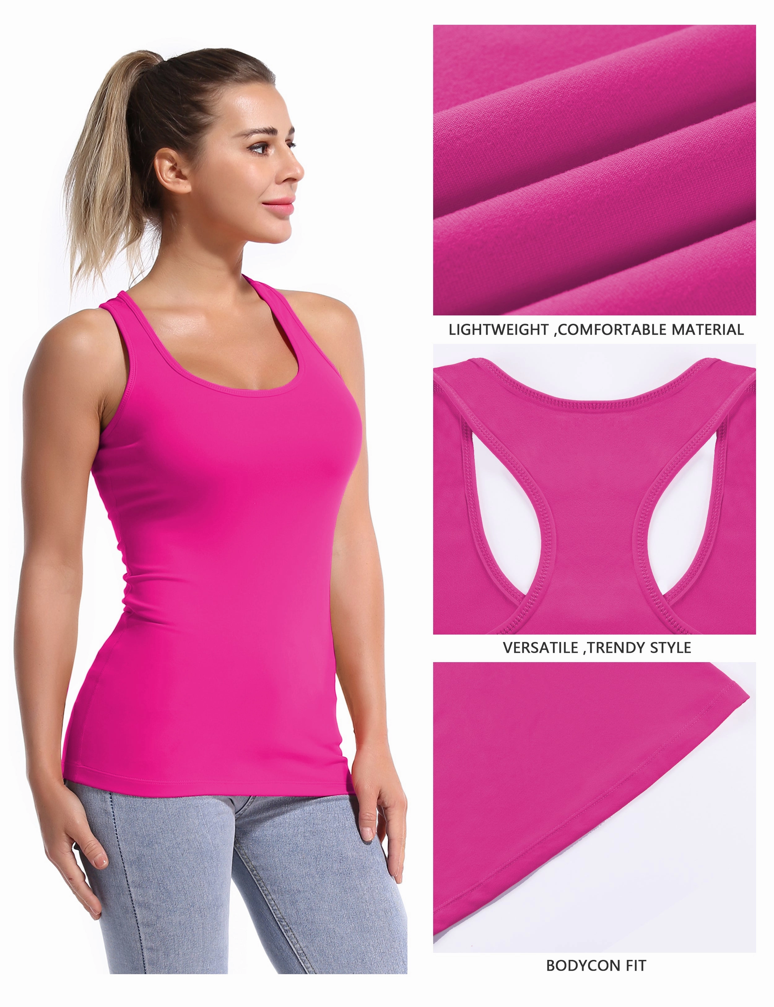 Racerback Athletic Tank Tops magenta_Running
