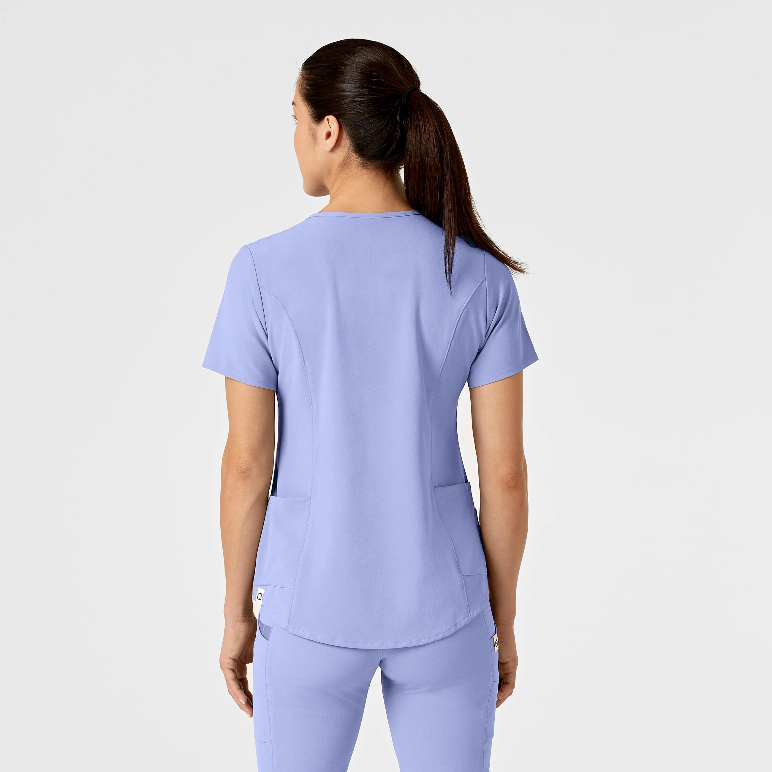 RENEW Women's Zip Accent Scrub Top - Ceil Blue