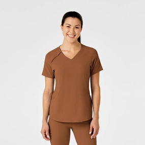 RENEW Women's Zip Accent Scrub Top - Chai
