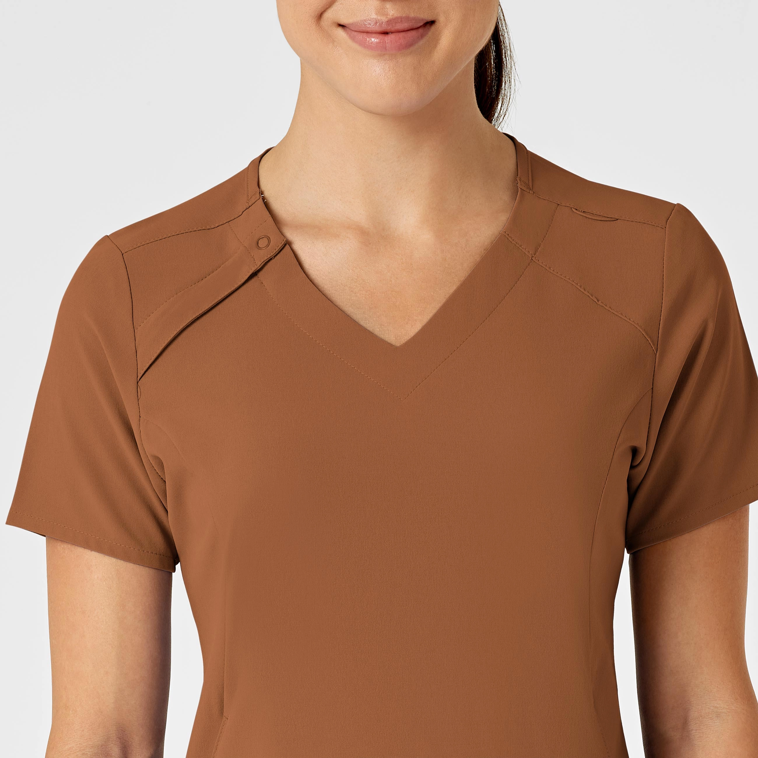 RENEW Women's Zip Accent Scrub Top - Chai
