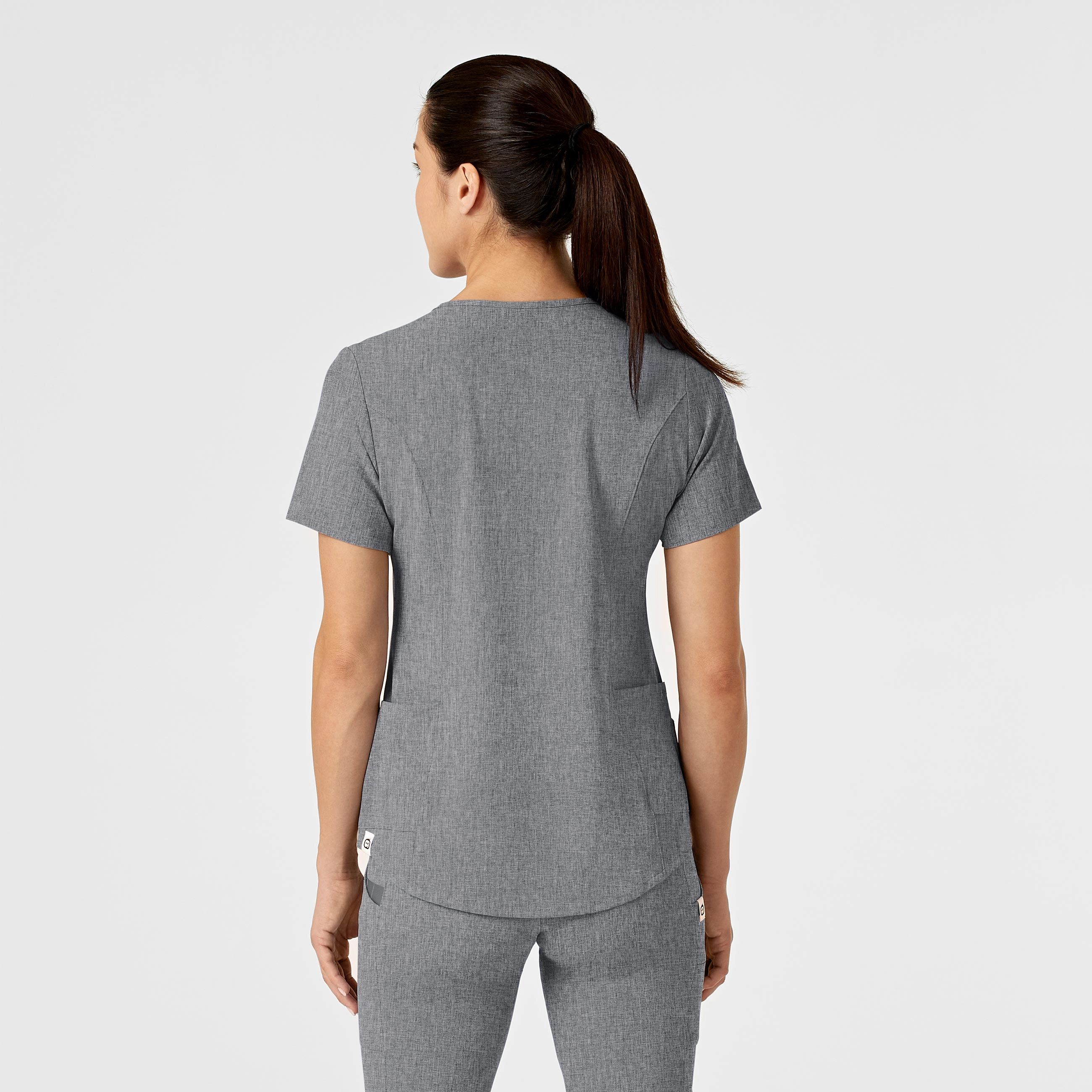 RENEW Women's Zip Accent Scrub Top - Grey Heather