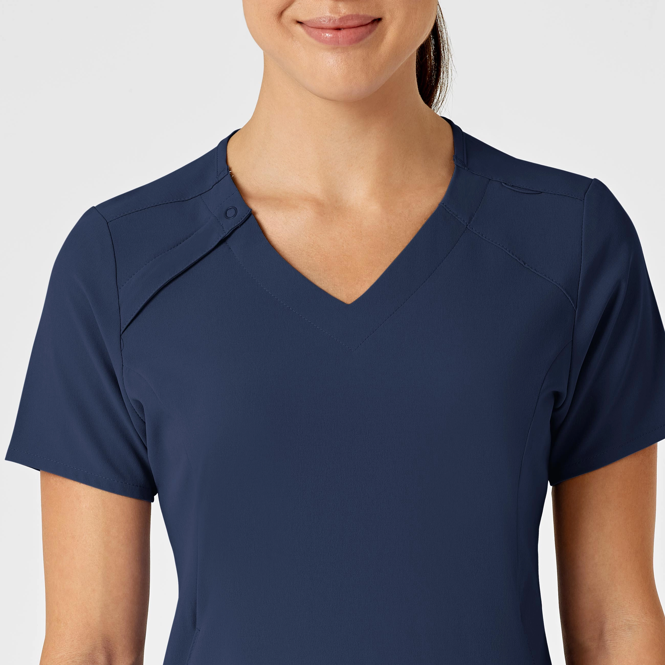 RENEW Women's Zip Accent Scrub Top - Navy