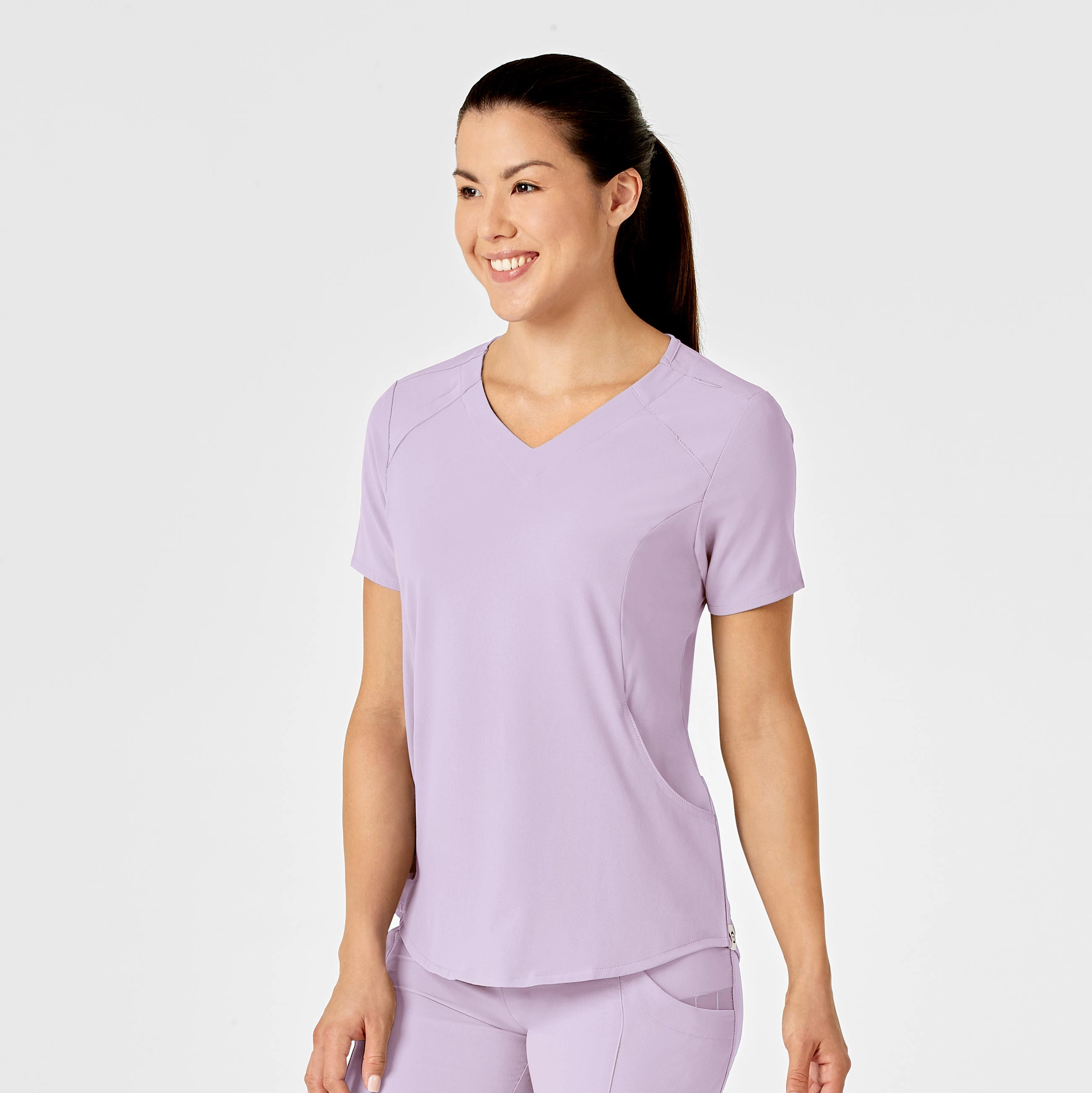 RENEW Women's Zip Accent Scrub Top - Pastel Lilac