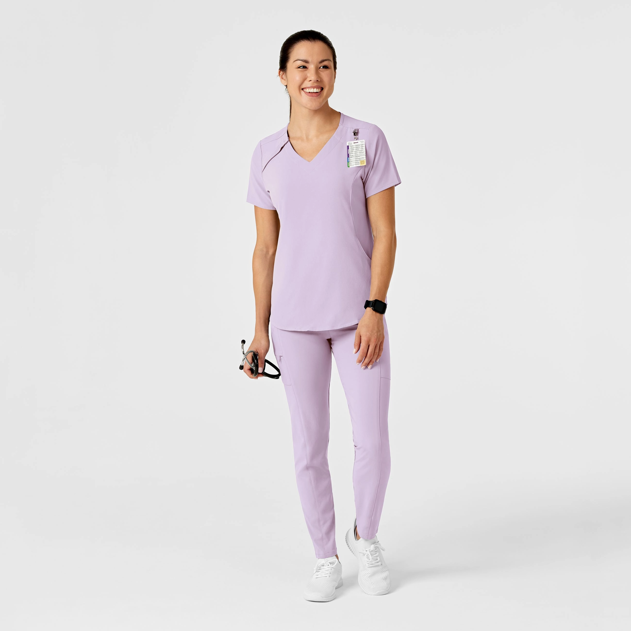 RENEW Women's Zip Accent Scrub Top - Pastel Lilac