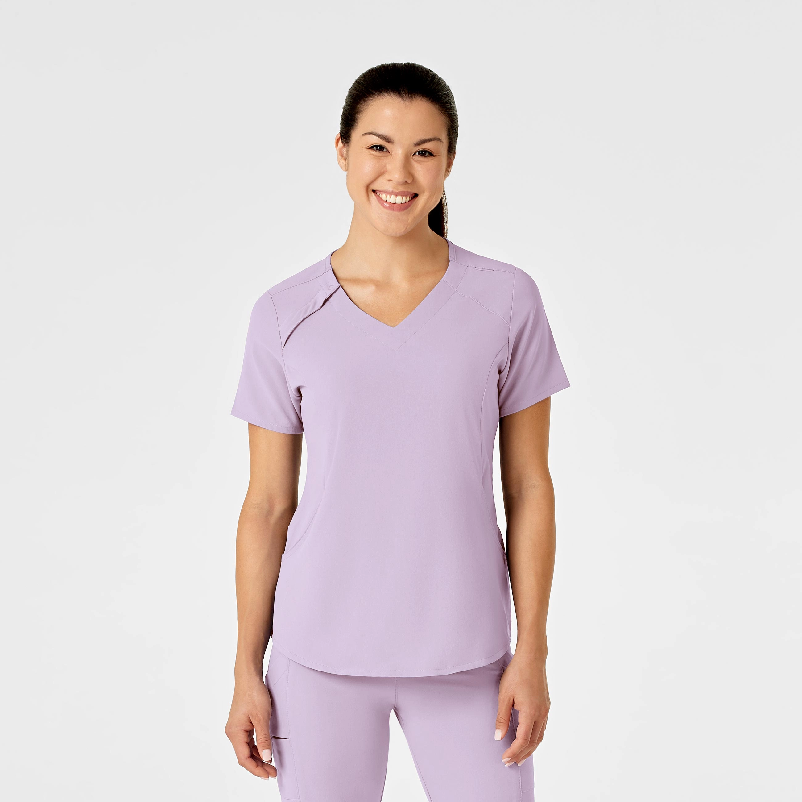 RENEW Women's Zip Accent Scrub Top - Pastel Lilac
