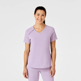RENEW Women's Zip Accent Scrub Top - Pastel Lilac
