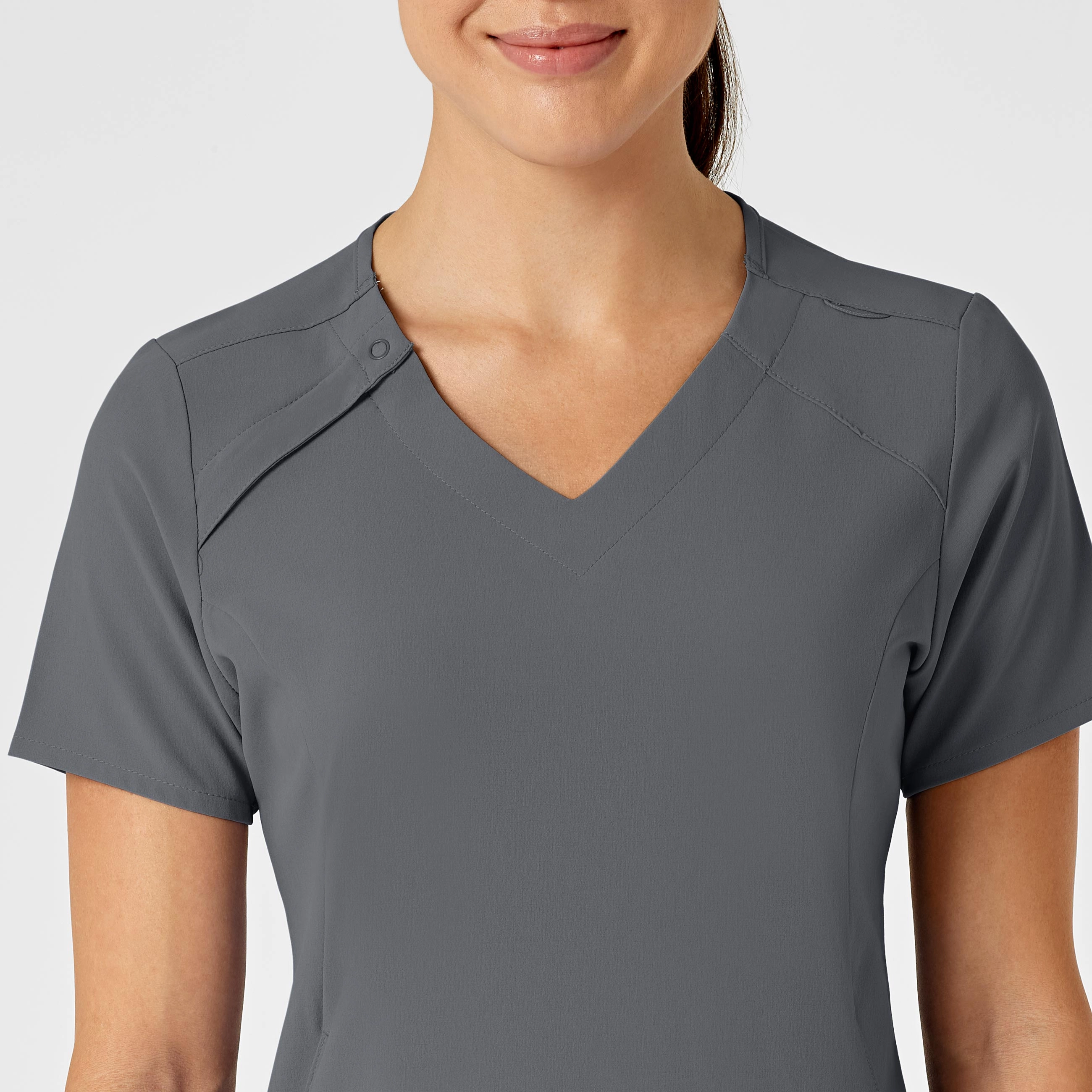 RENEW Women's Zip Accent Scrub Top - Pewter