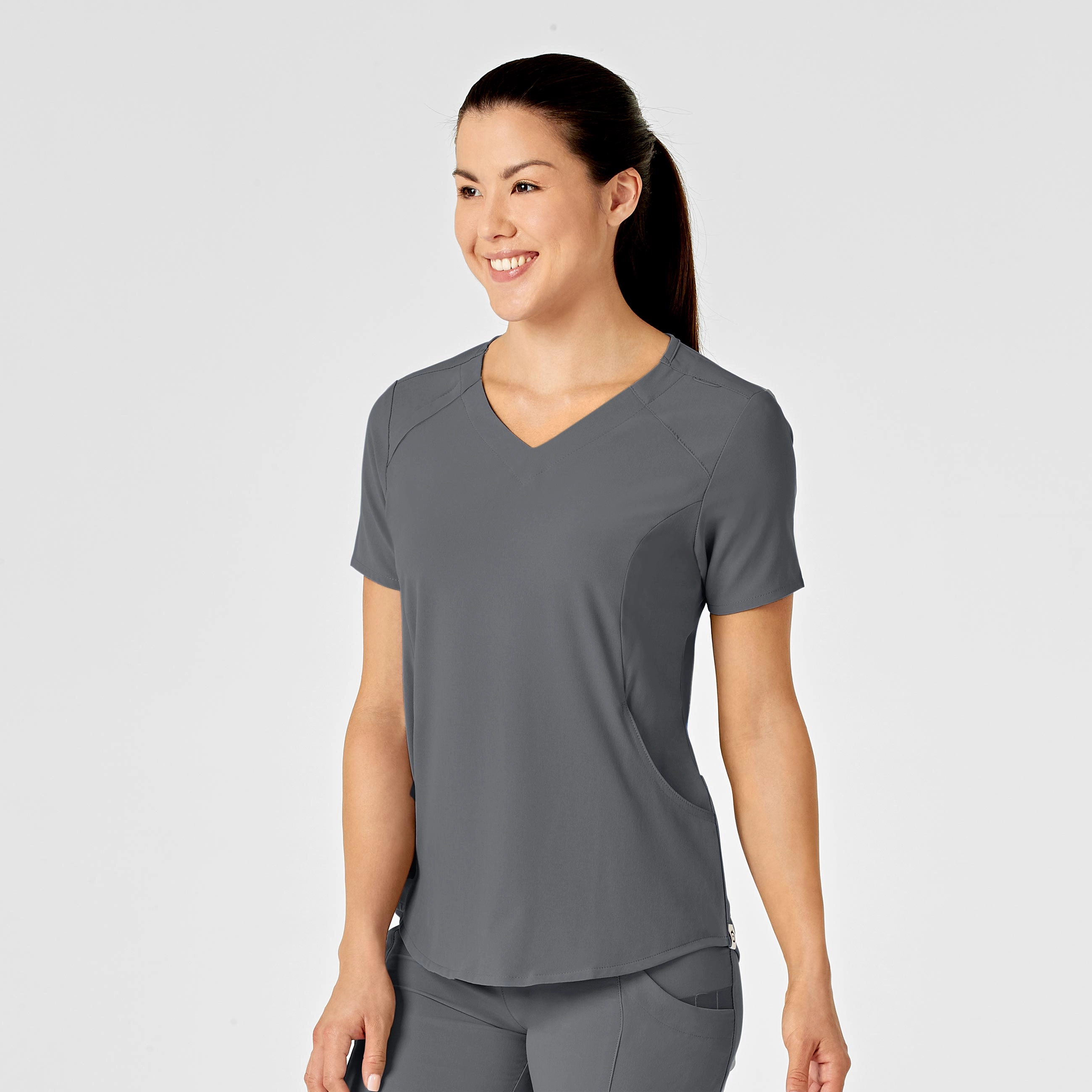 RENEW Women's Zip Accent Scrub Top - Pewter