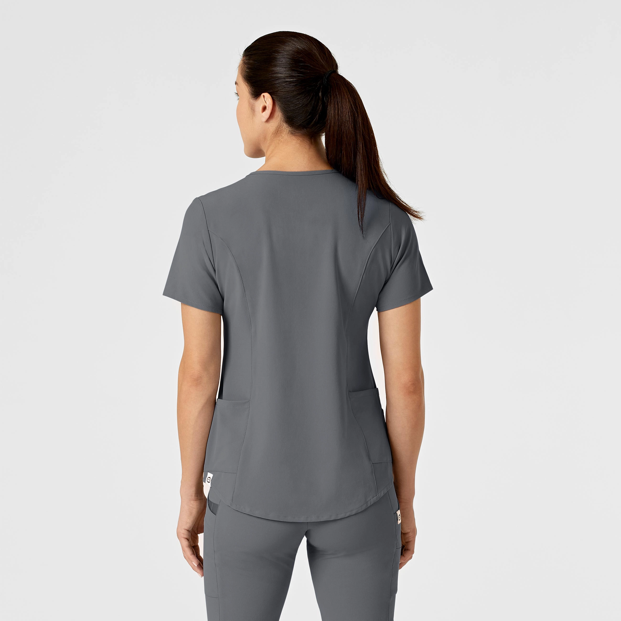 RENEW Women's Zip Accent Scrub Top - Pewter