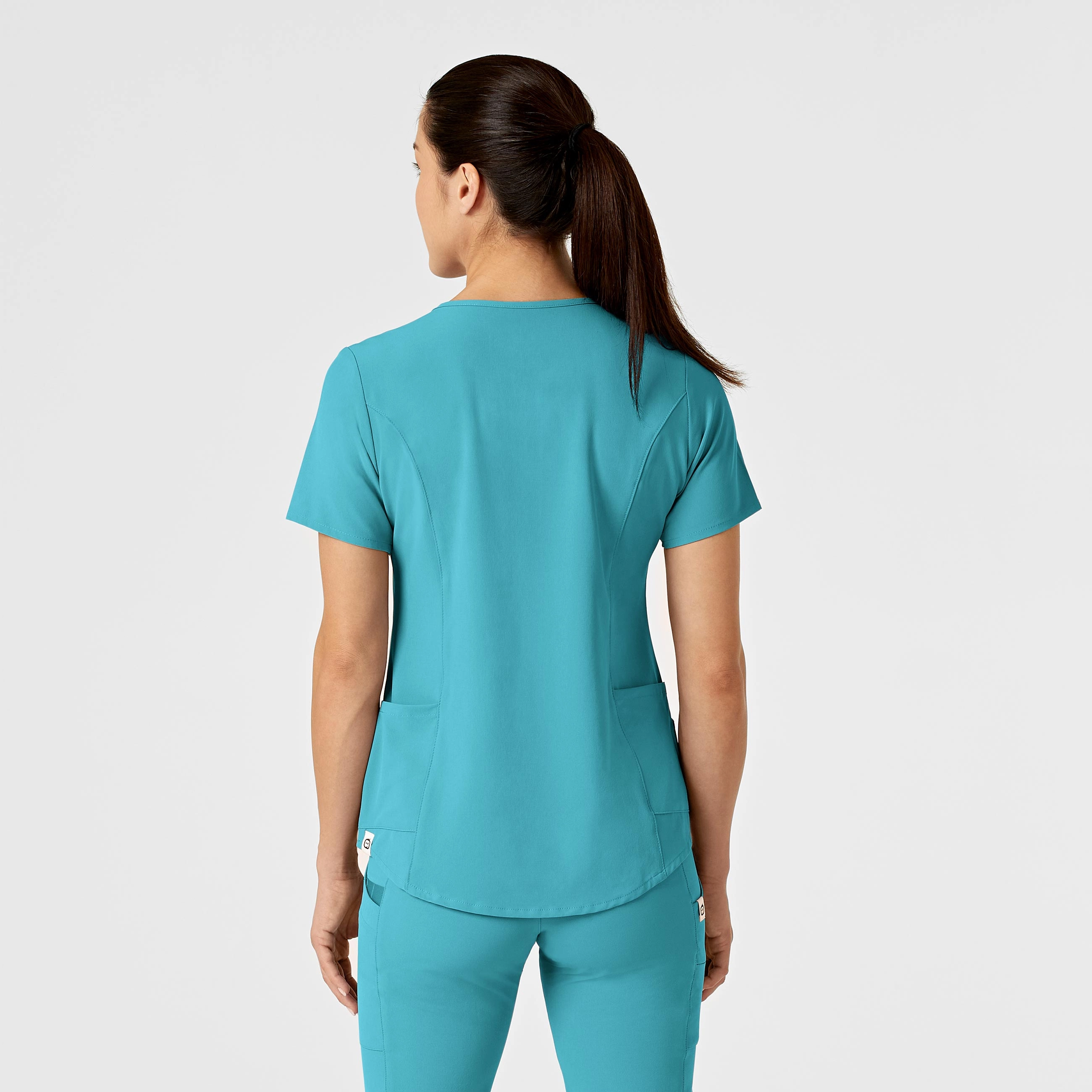RENEW Women's Zip Accent Scrub Top - Teal Blue