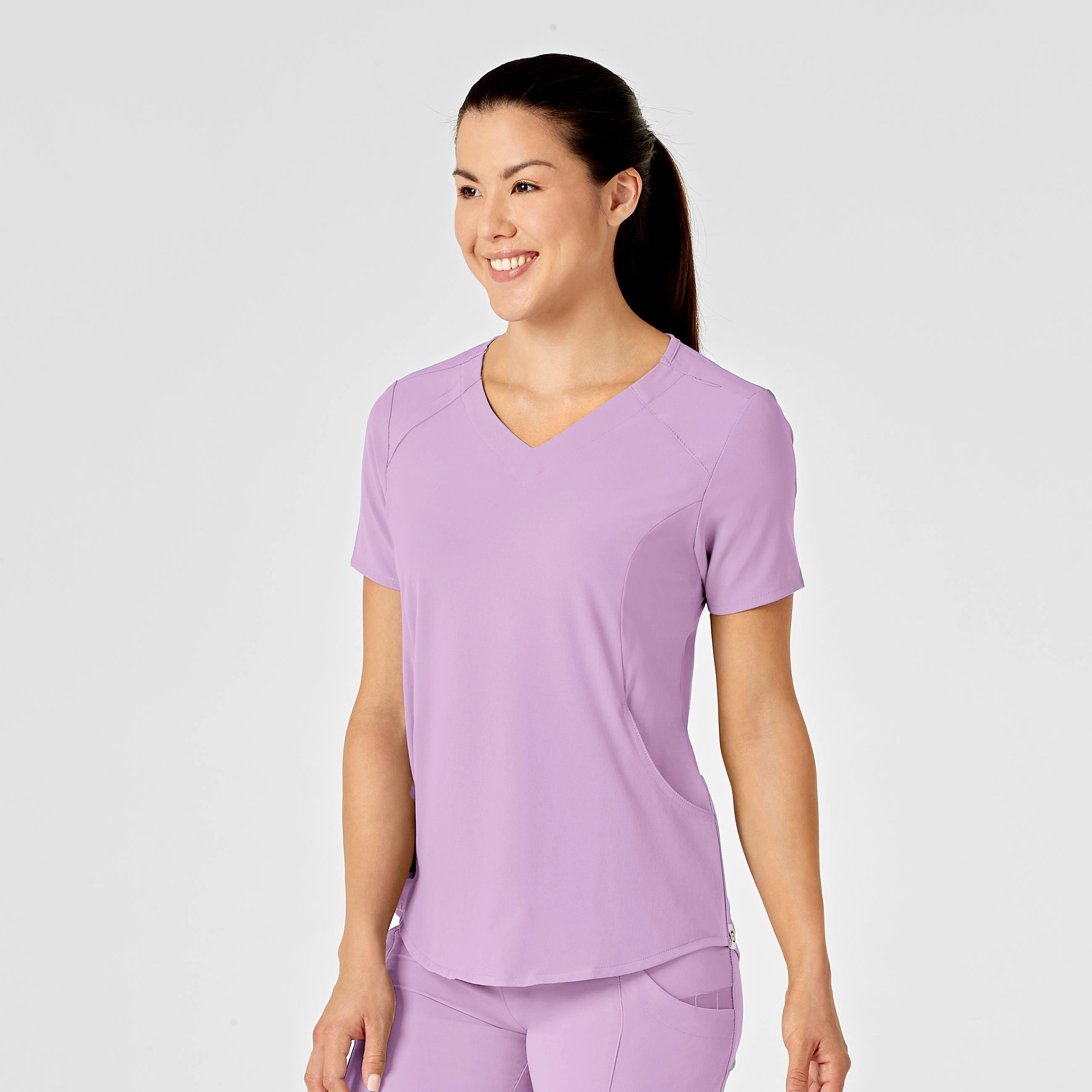 RENEW Women's Zip Accent Scrub Top - Violet Tulle