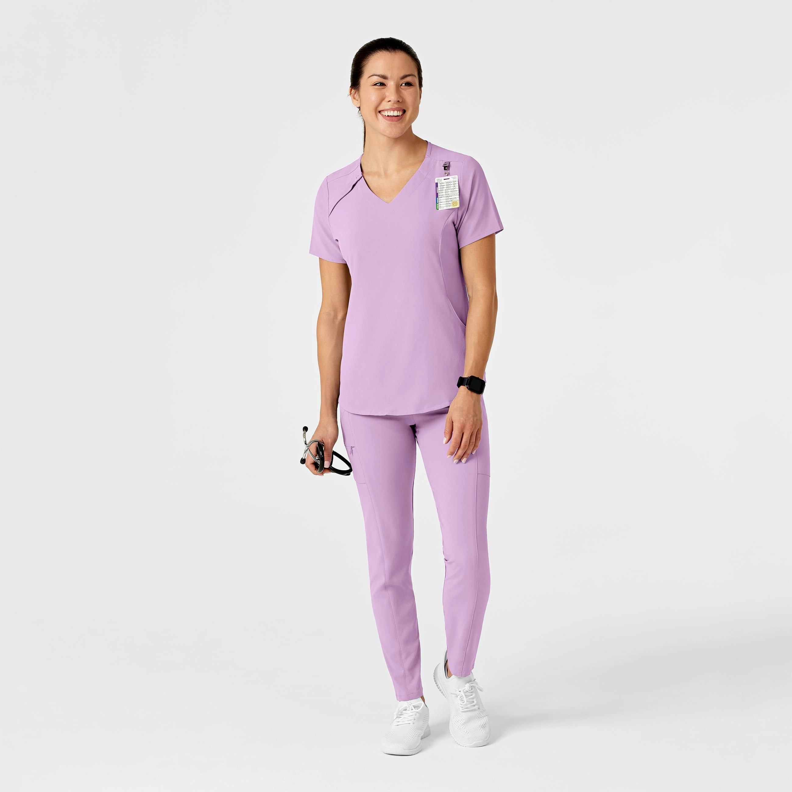 RENEW Women's Zip Accent Scrub Top - Violet Tulle