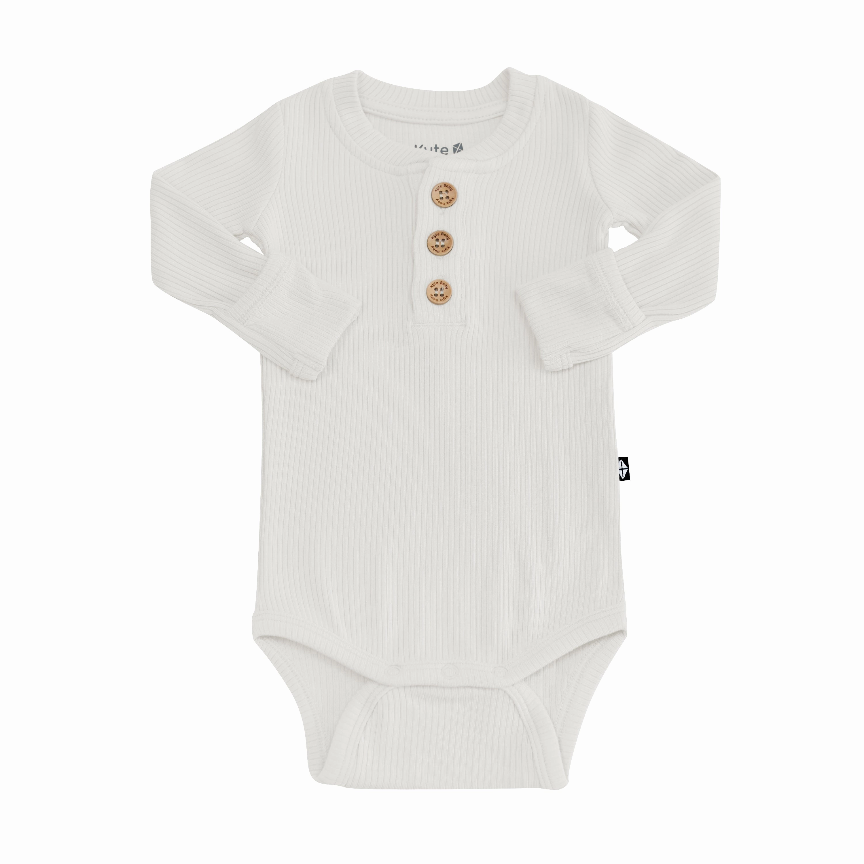 Ribbed Long Sleeve Henley Bodysuit in Oat