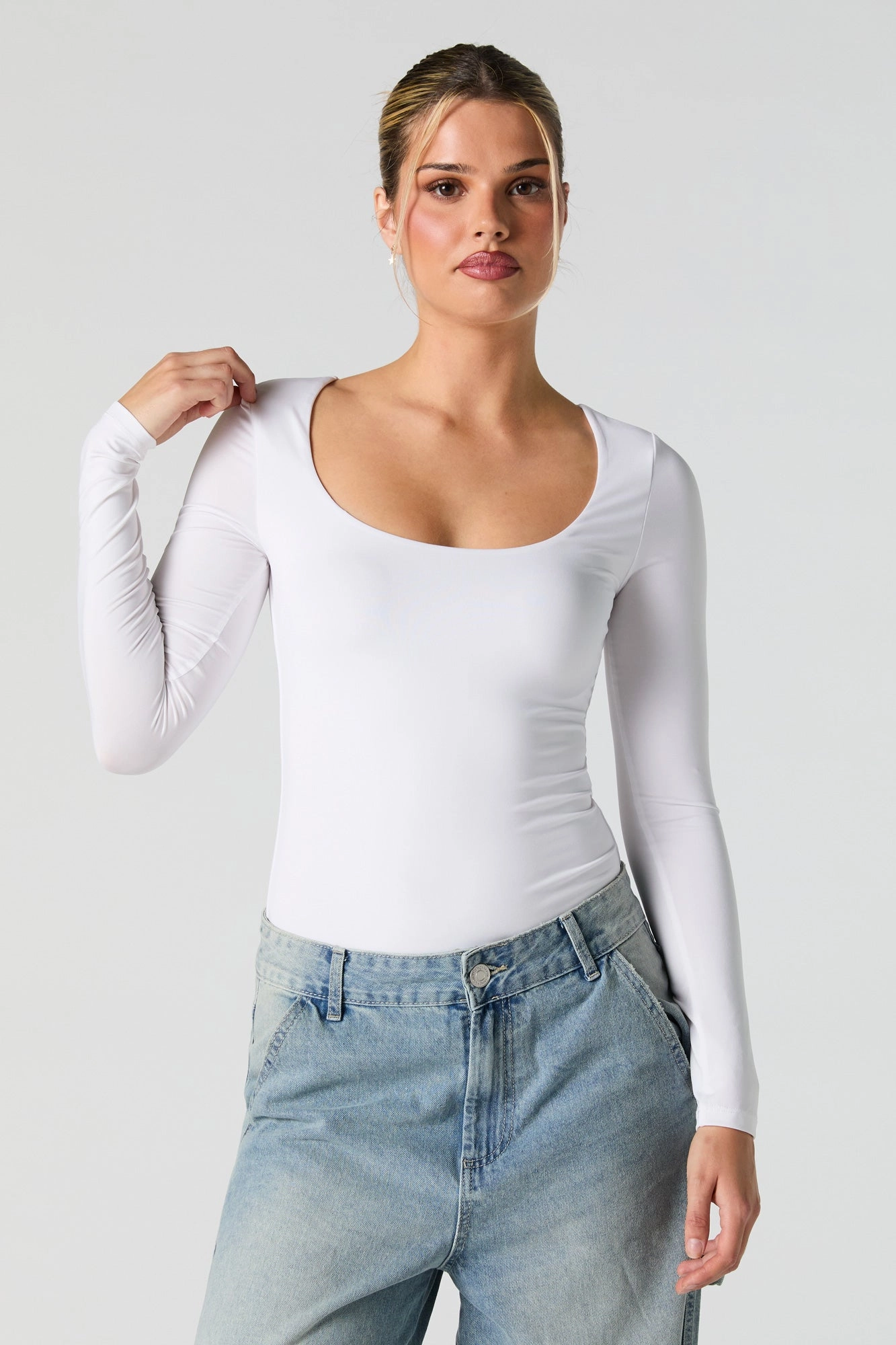 Scoop Neck Long Sleeve Bodysuit