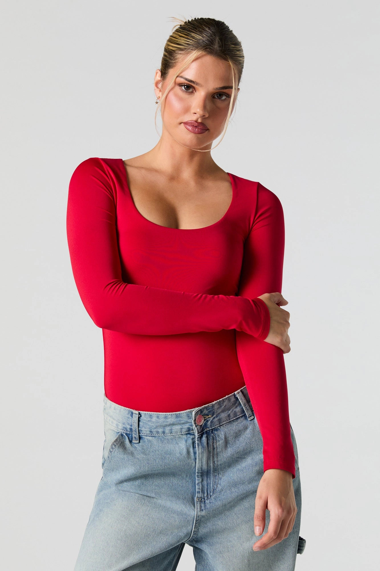 Scoop Neck Long Sleeve Bodysuit