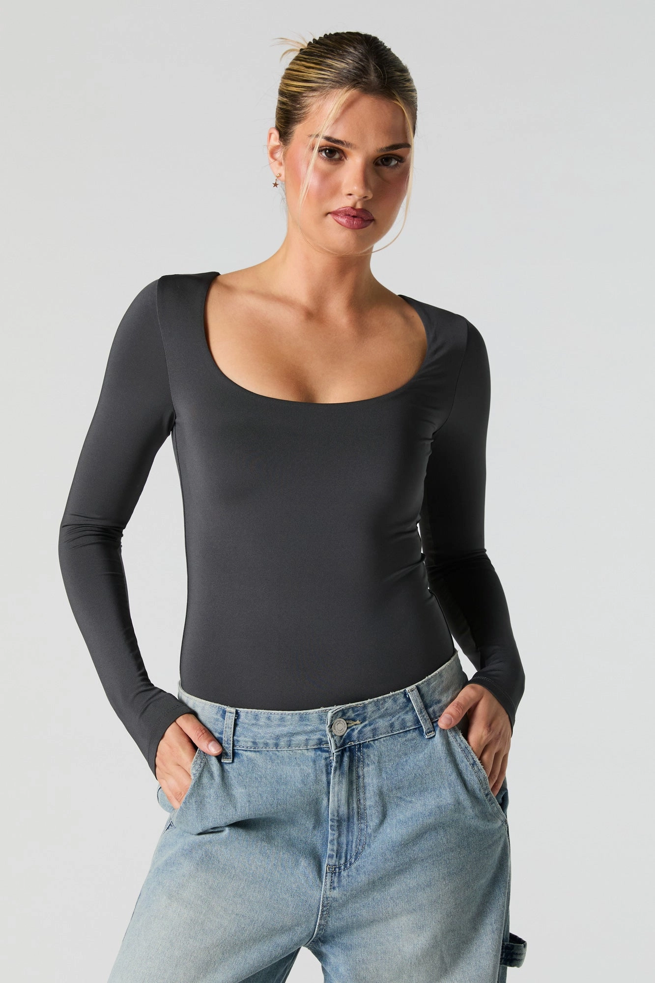 Scoop Neck Long Sleeve Bodysuit