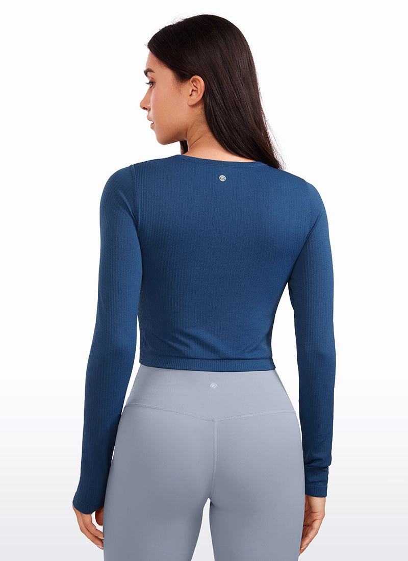 Seamless Ribbed Double Lined Cropped Long sleeves