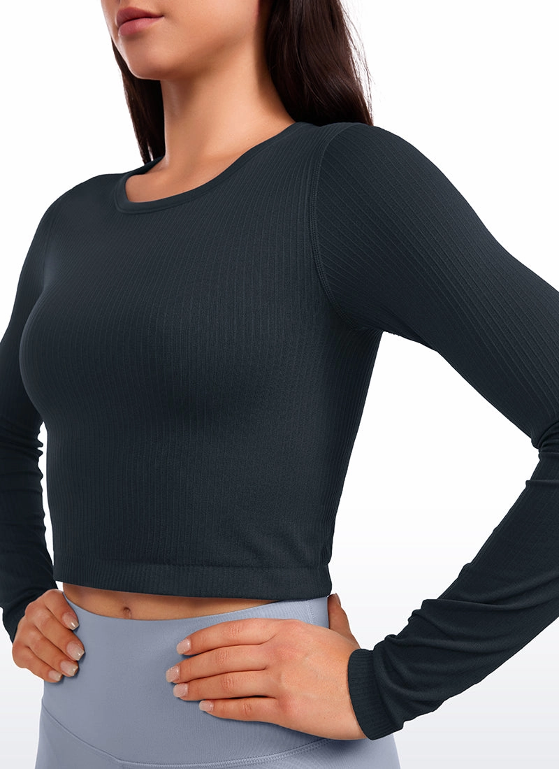 Seamless Ribbed Double Lined Cropped Long sleeves