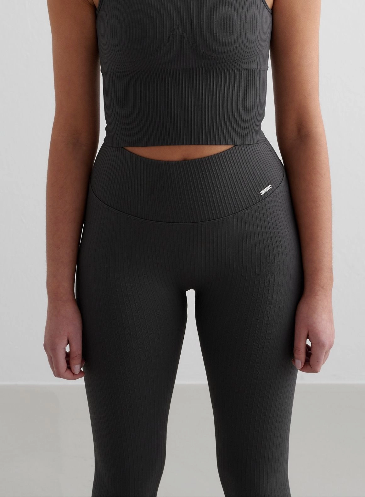 Shadow Grey Ribbed Seamless Petite Tights