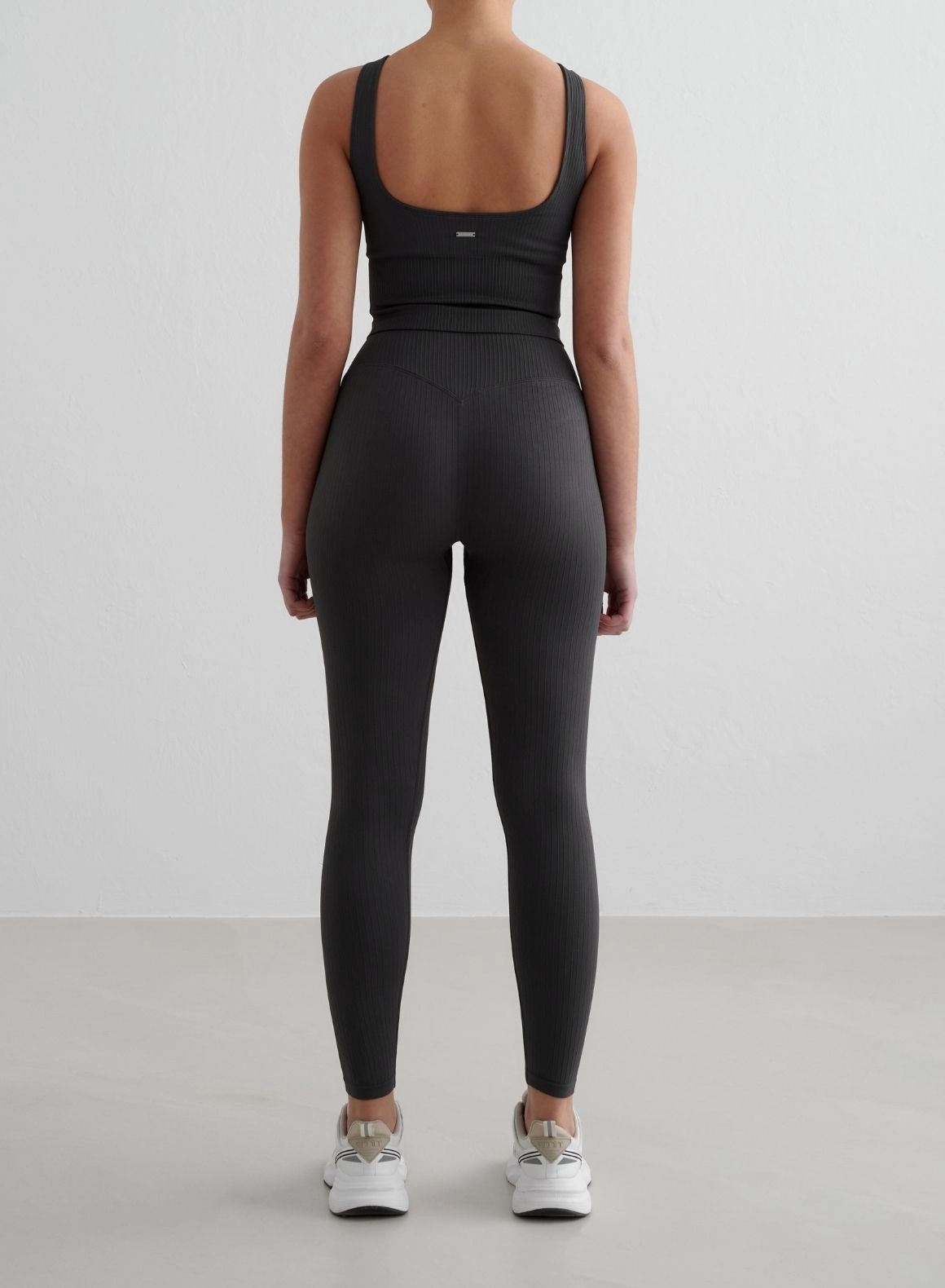 Shadow Grey Ribbed Seamless Petite Tights