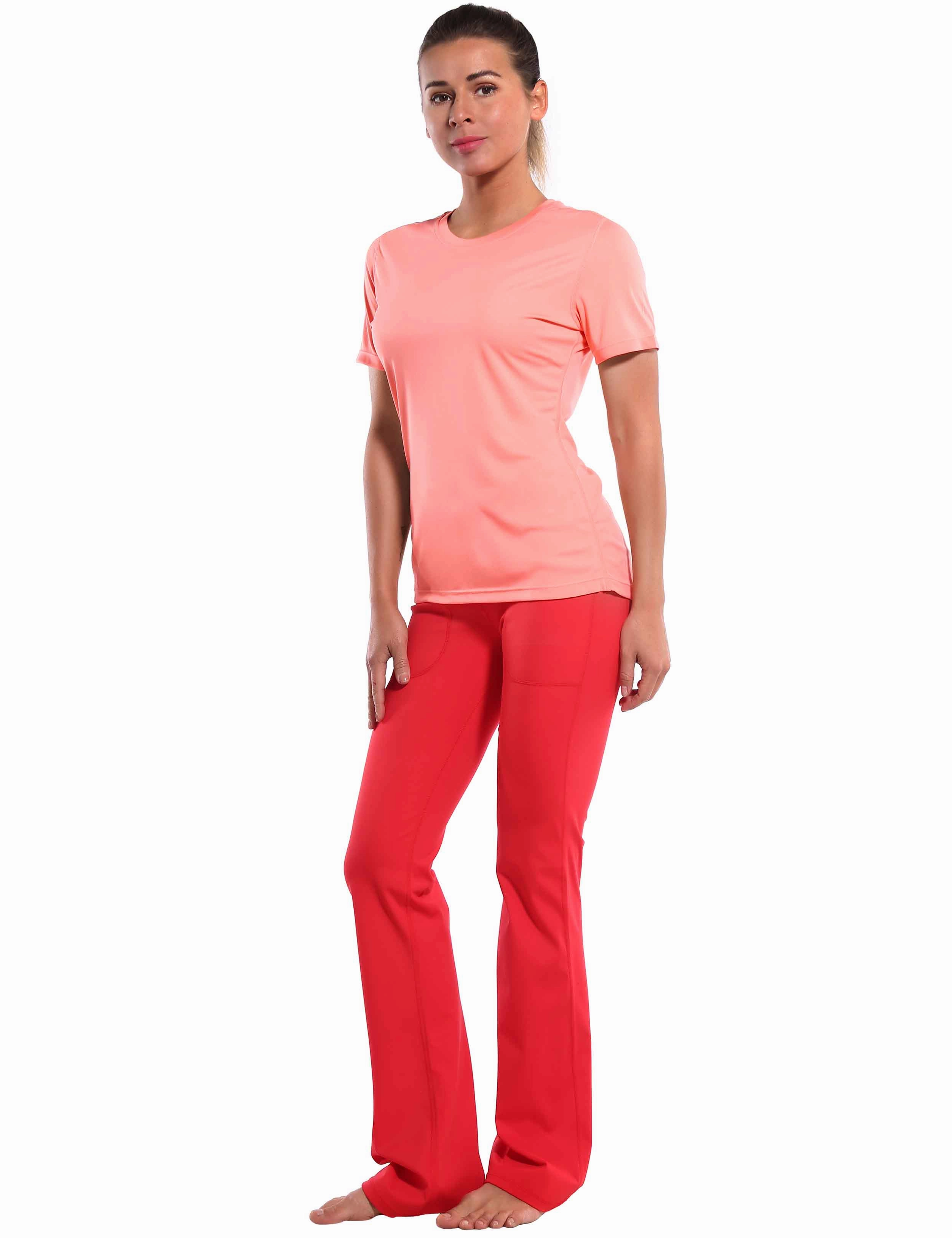 Short Sleeve Athletic Shirts coral_Pilates