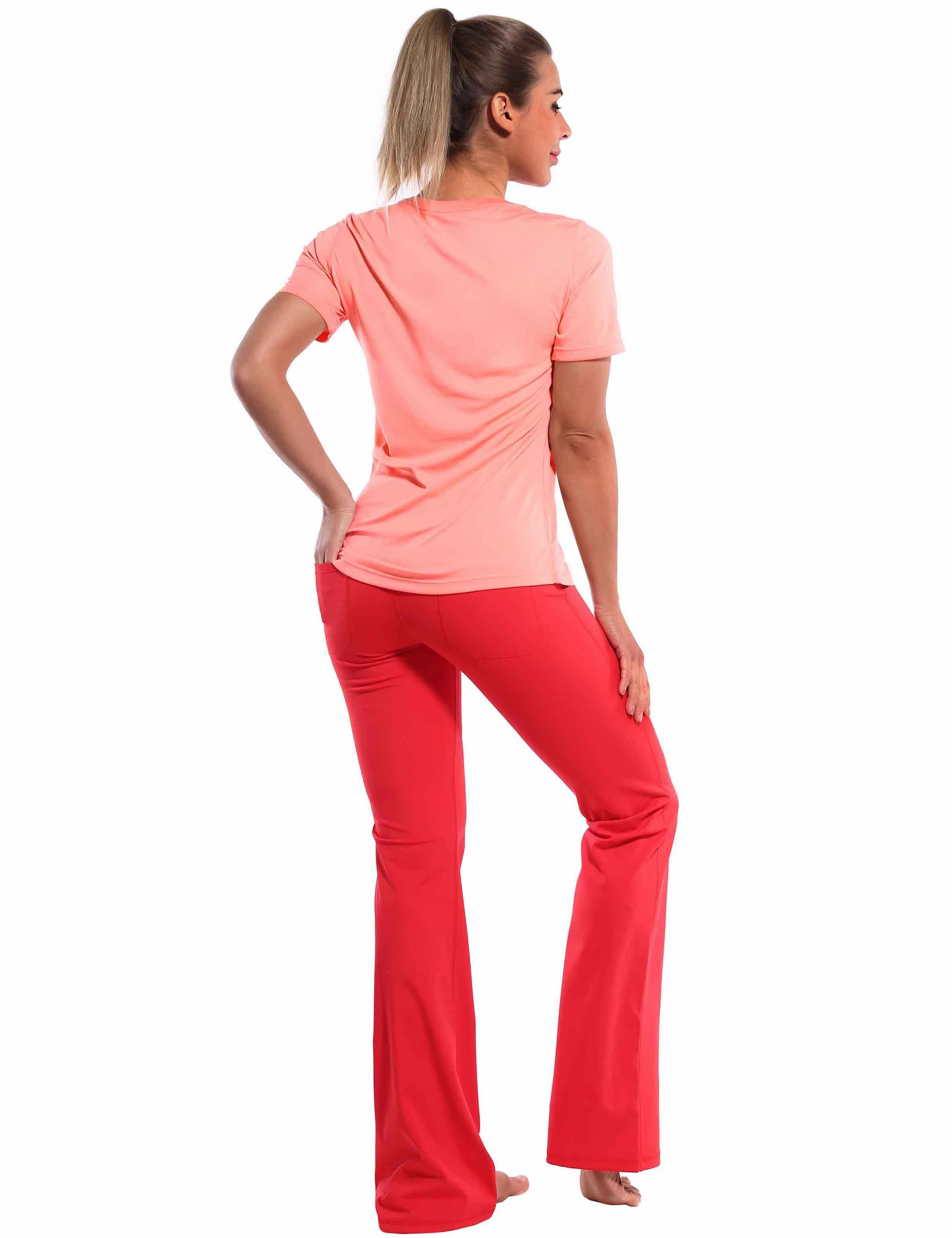 Short Sleeve Athletic Shirts coral_Pilates