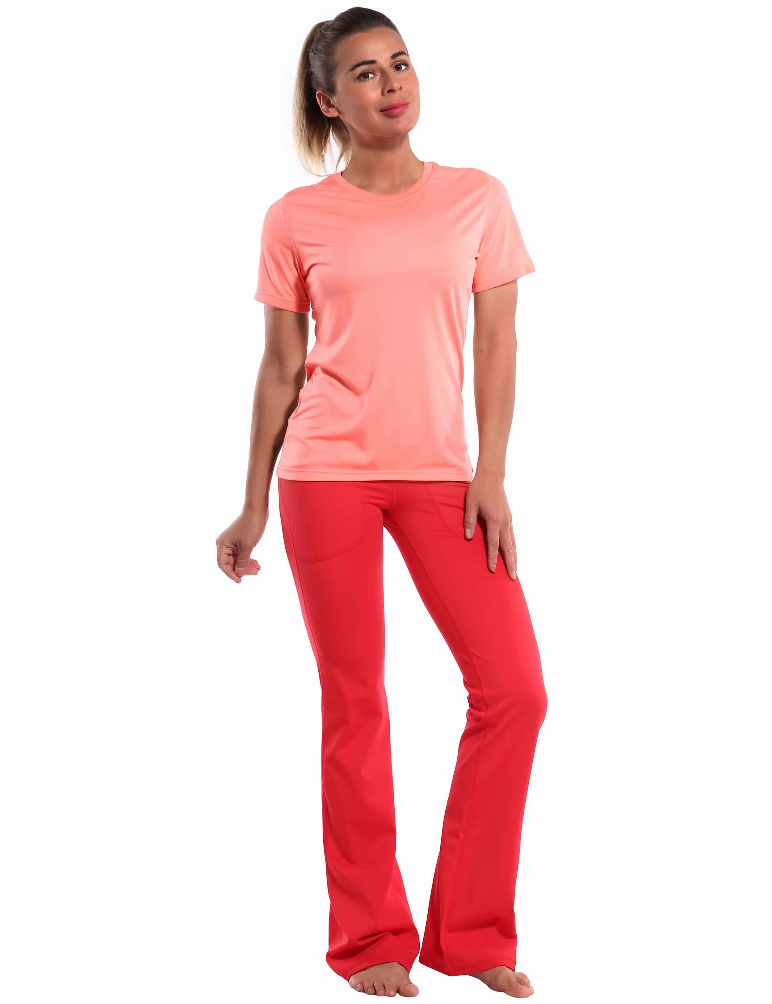 Short Sleeve Athletic Shirts coral_Pilates