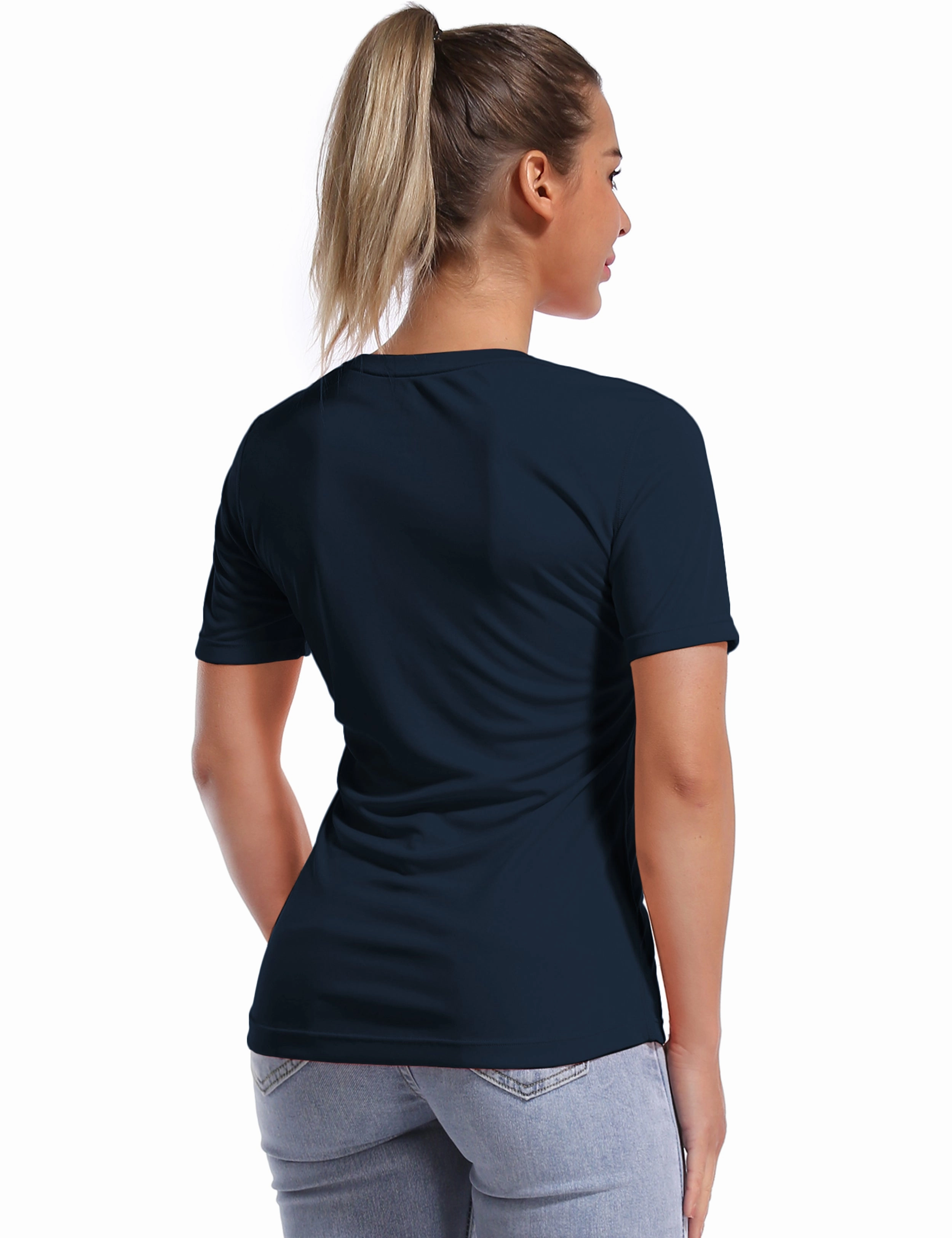 Short Sleeve Athletic Shirts darknavy_yoga