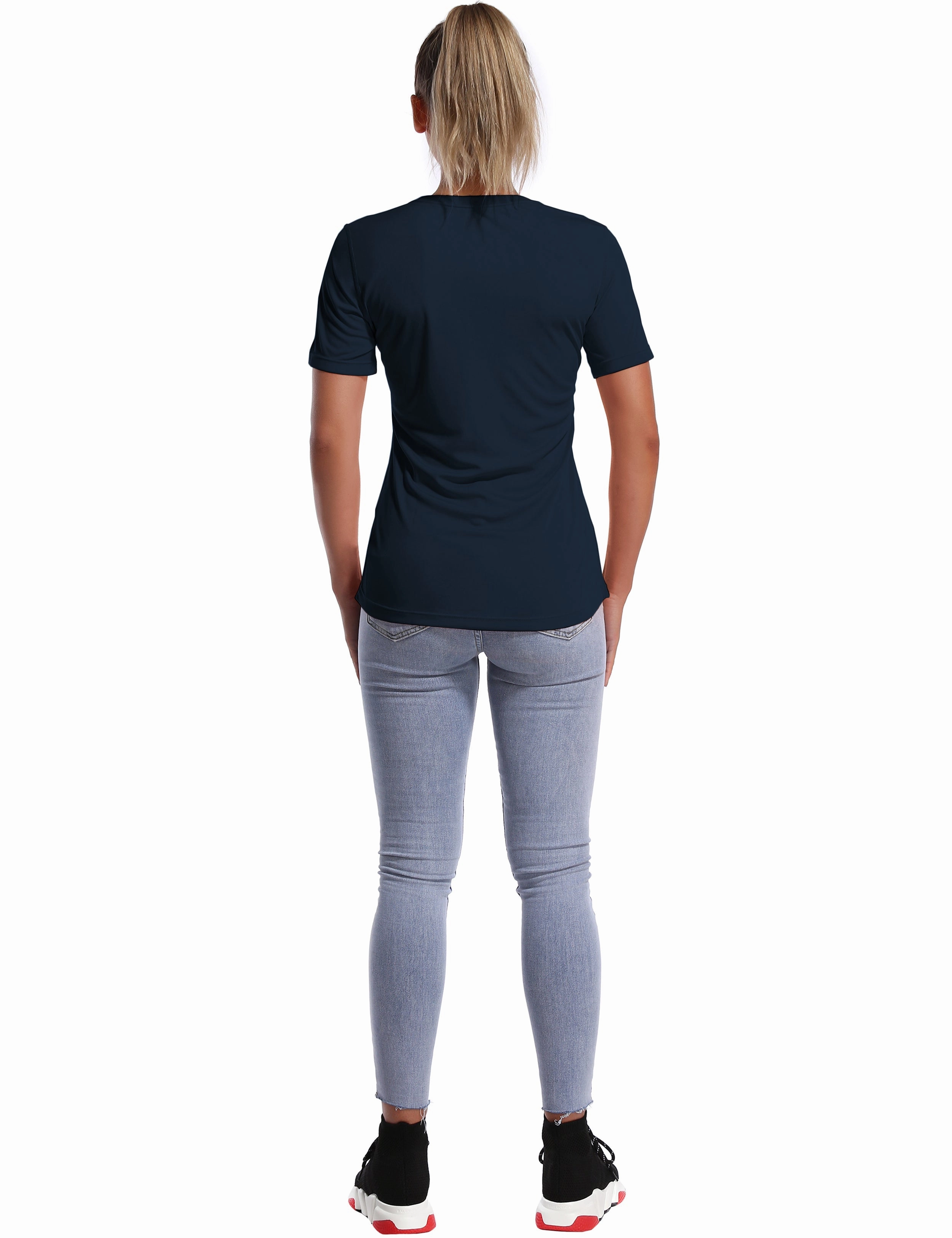 Short Sleeve Athletic Shirts darknavy_yoga