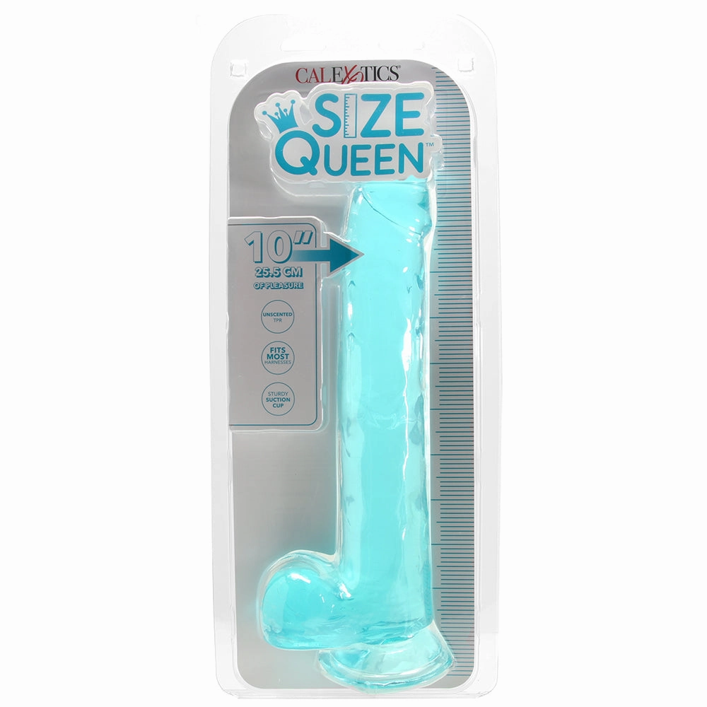 Size Queen 10 Inch Jelly Dildo in Teal