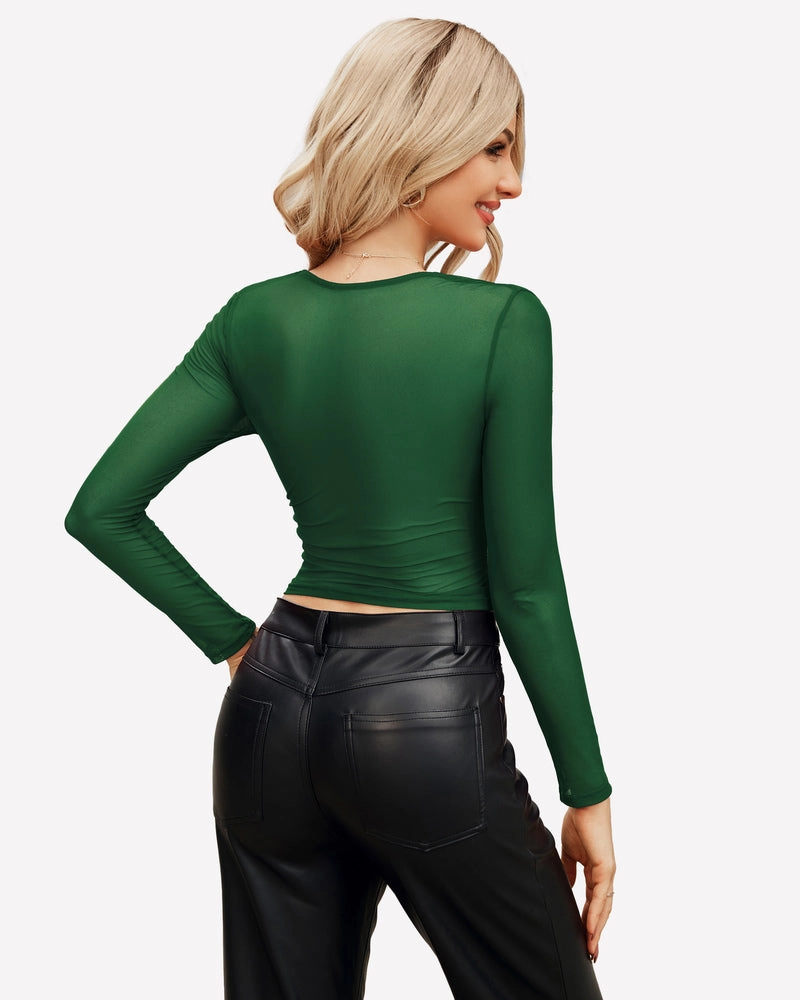 Square Neck Sheer Blouse with Lining
