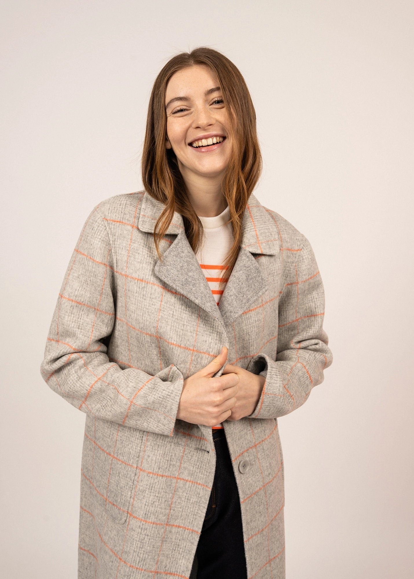 ST LOUISA - Reversible Dress Coat for Women (GREY / ORANGE)