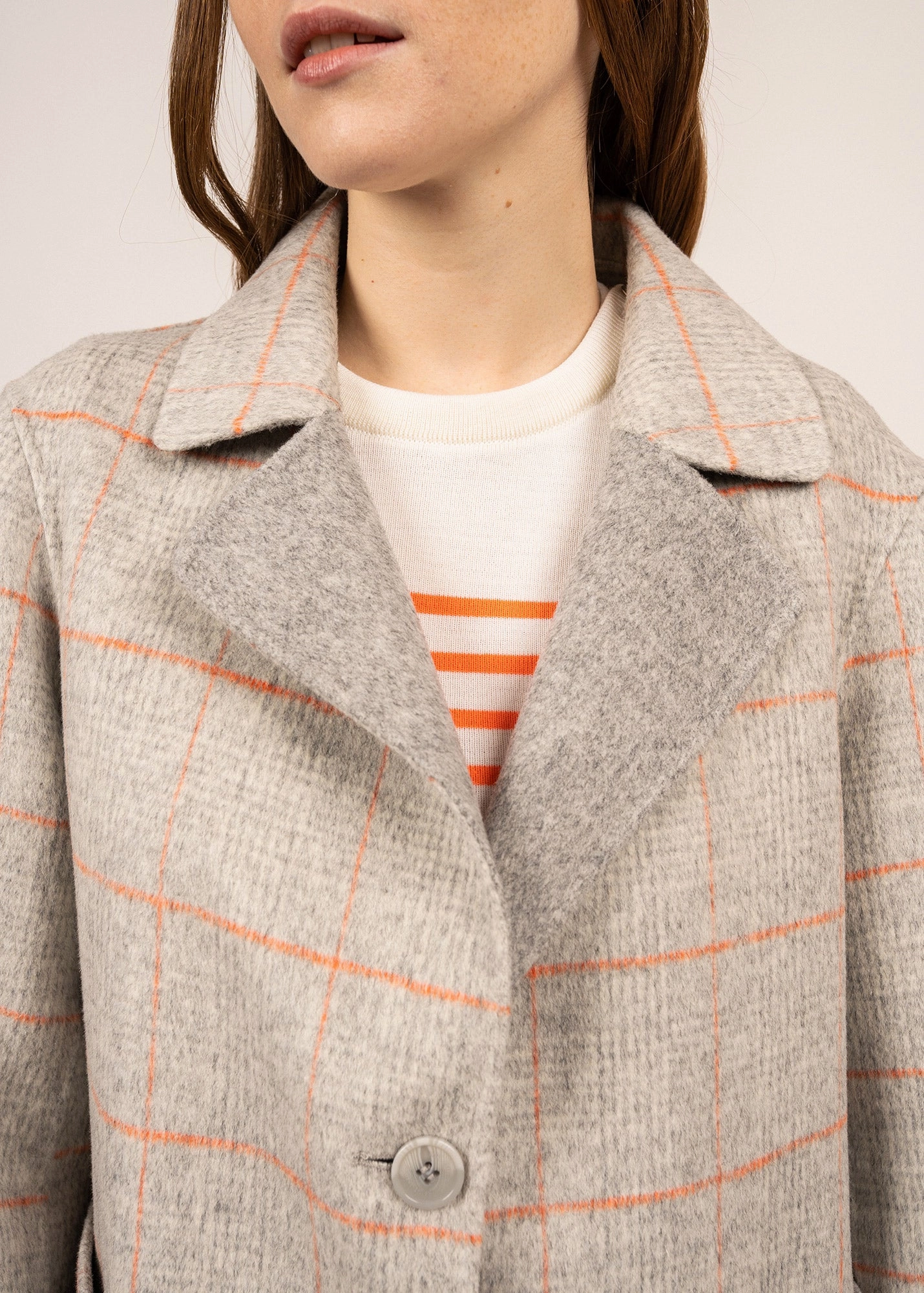 ST LOUISA - Reversible Dress Coat for Women (GREY / ORANGE)