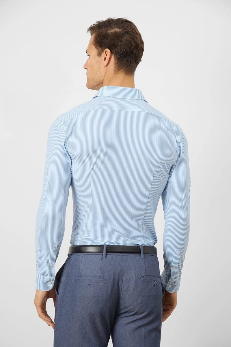 Striped Stretch Formal Shirt in Blue