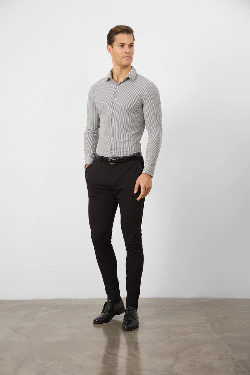 Striped Stretch Formal Shirt in Grey