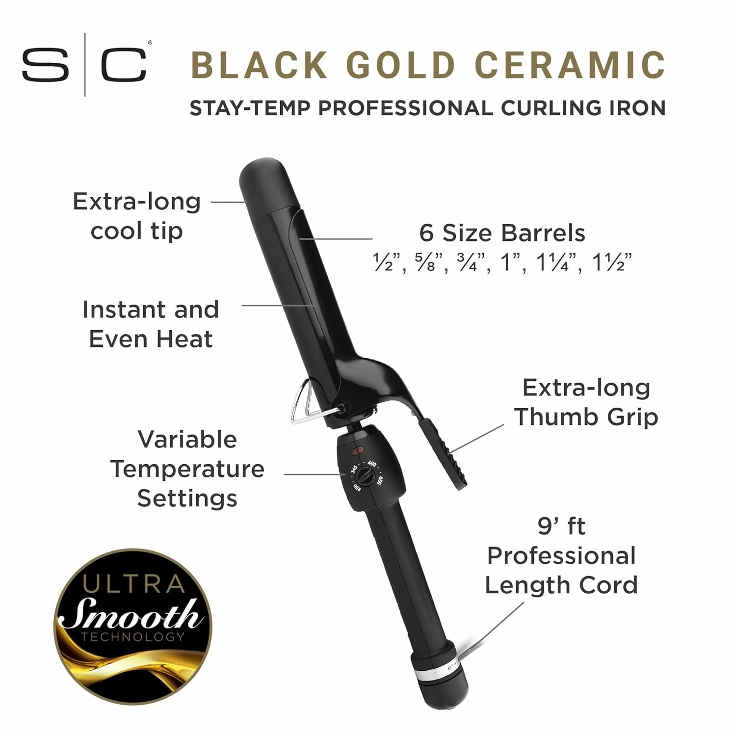 StyleCraft Professional Ceramic 1.25 Curling Iron