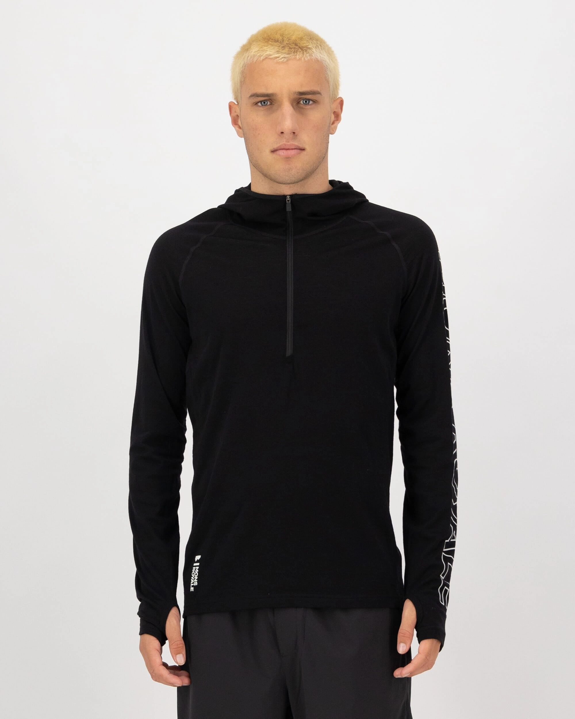 Temple Merino Long Sleeve Hood - Black