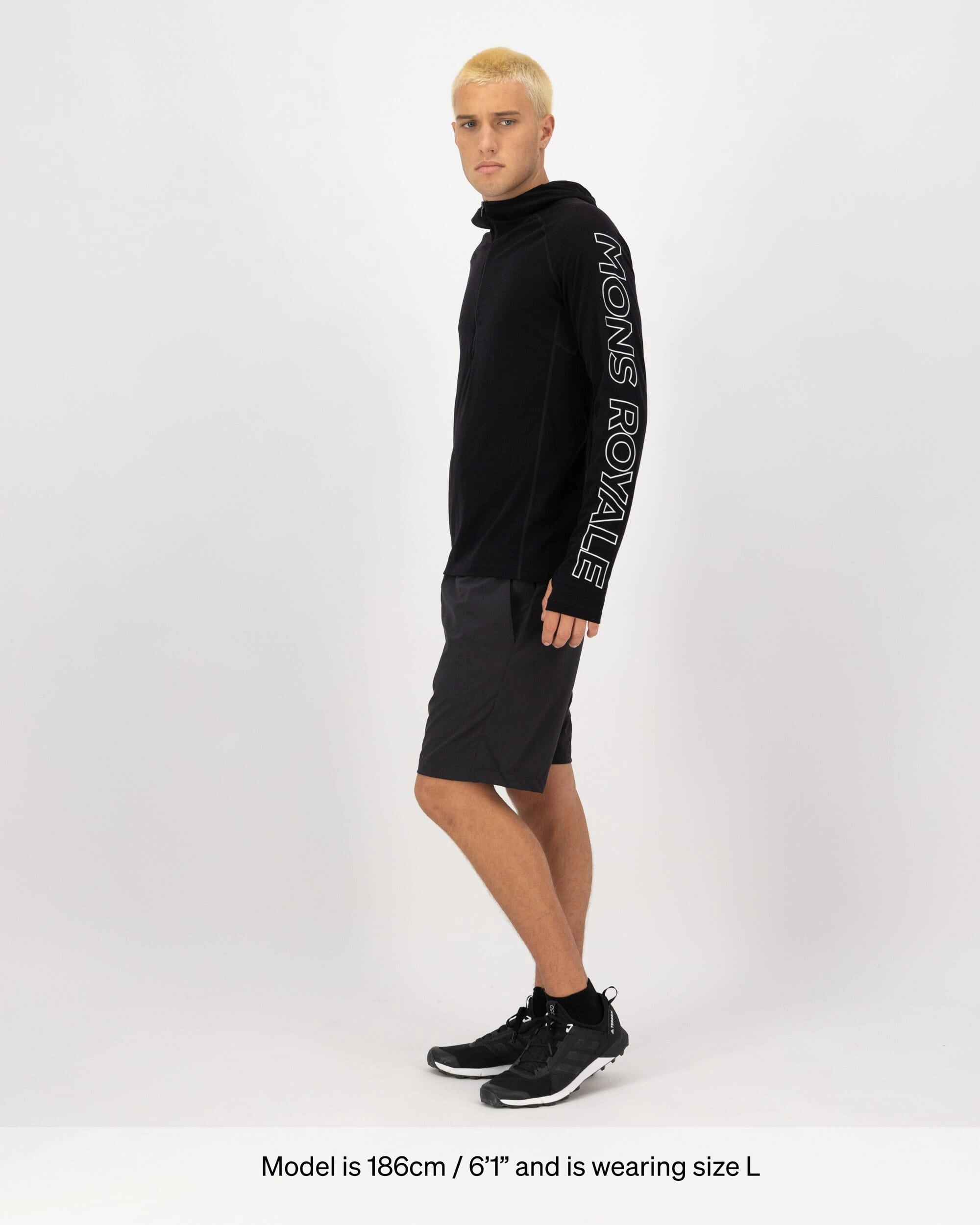 Temple Merino Long Sleeve Hood - Black