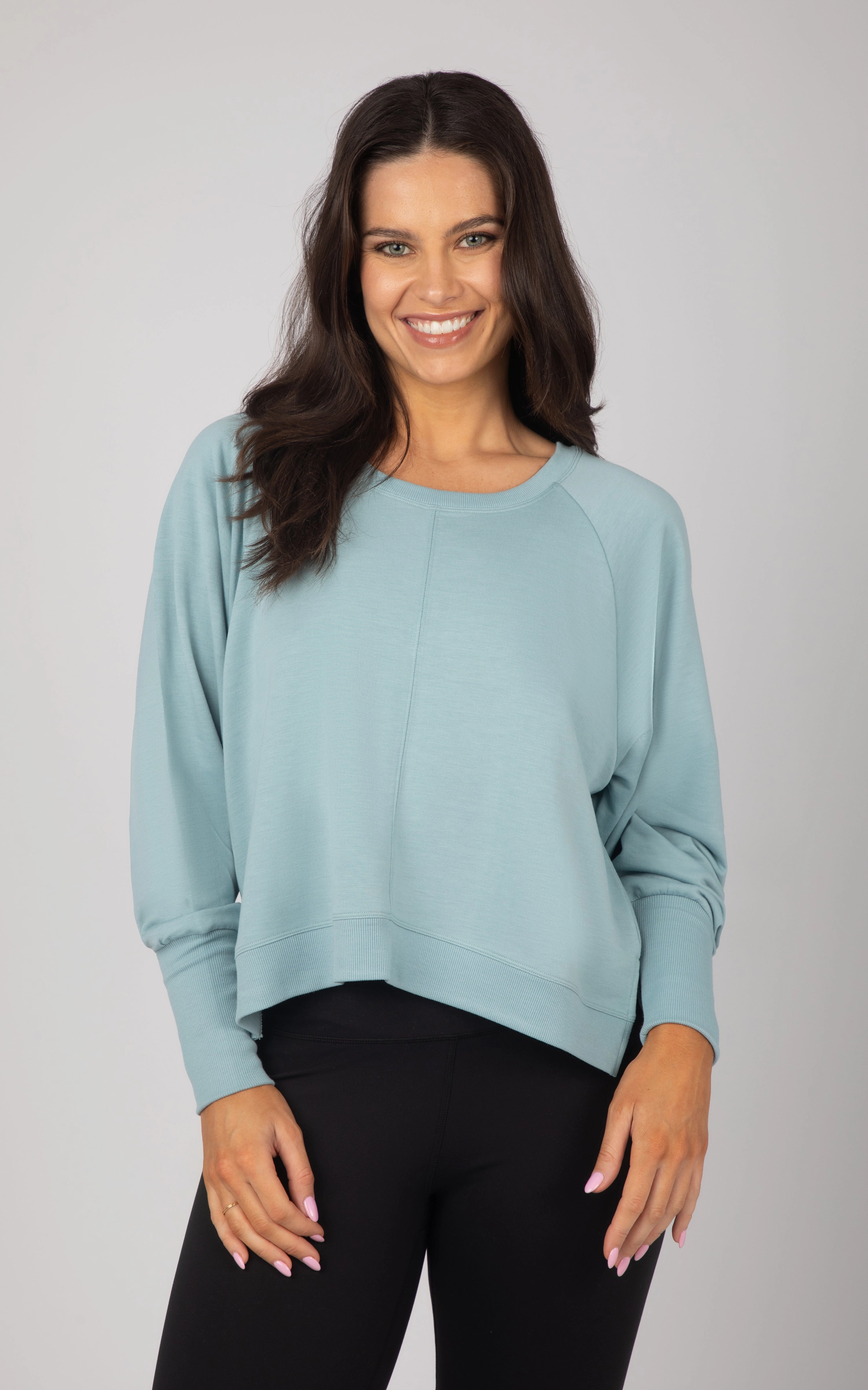 Terry Cutout Back High Low Sweatshirt