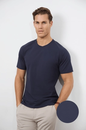 Textured Jersey T-Shirt in Navy