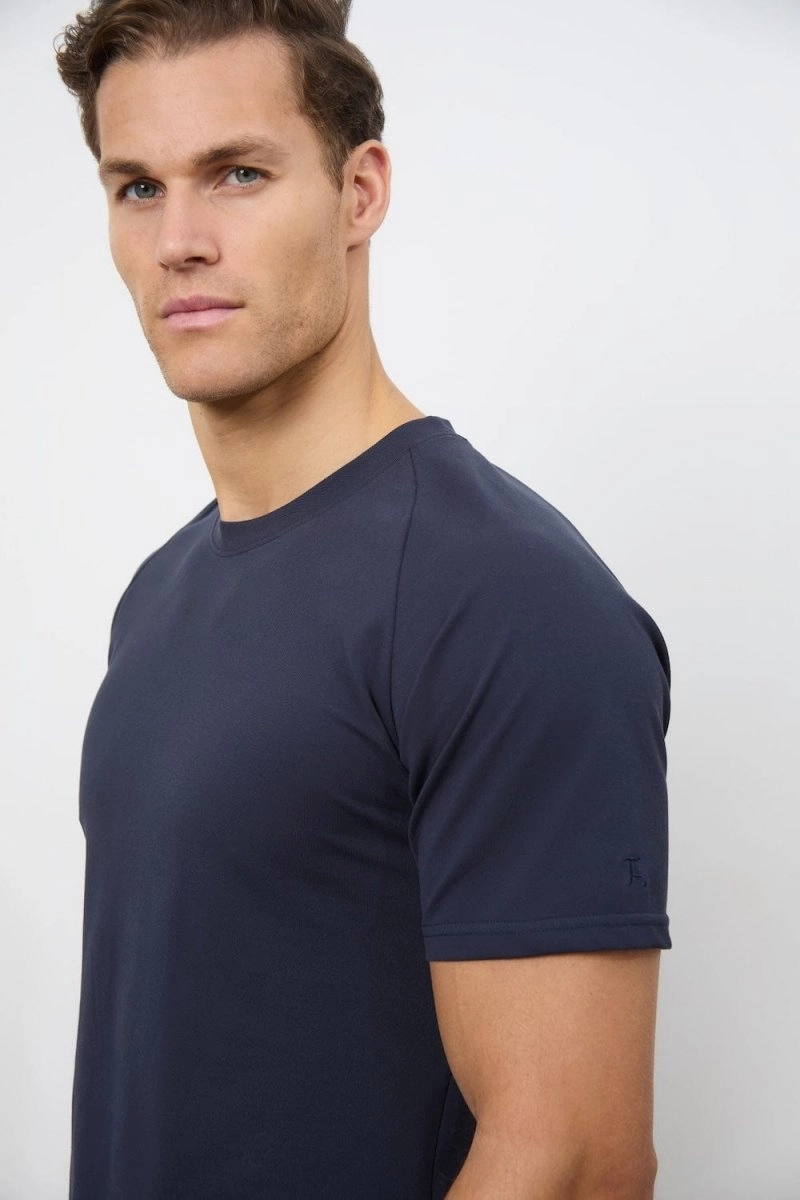 Textured Jersey T-Shirt in Navy