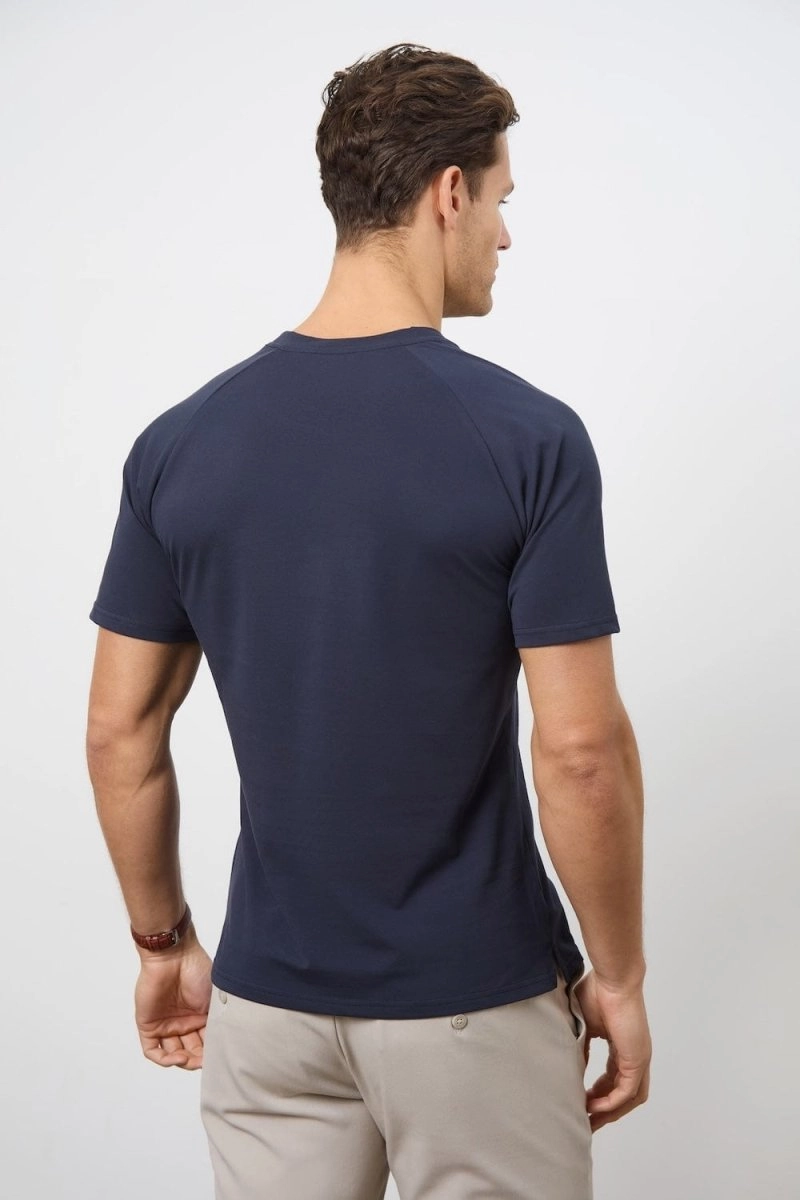 Textured Jersey T-Shirt in Navy