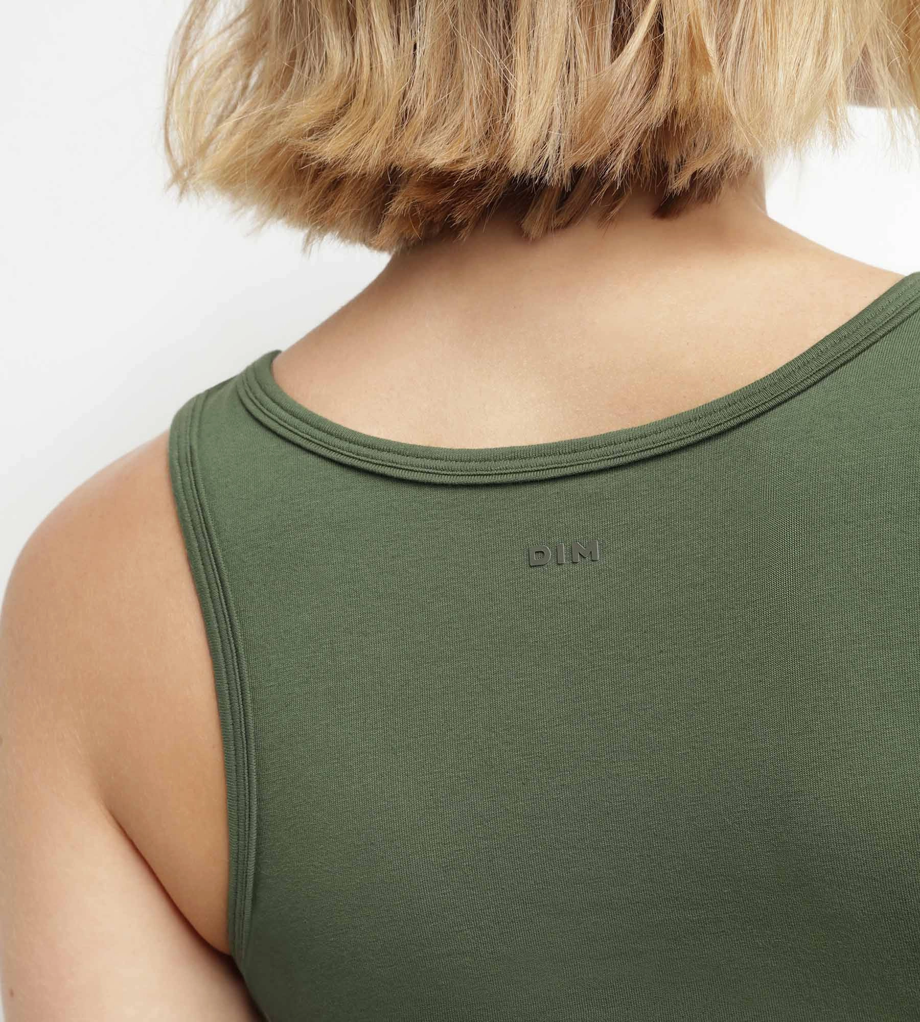 Thermoregulating women's sports tank top in khaki jersey Dim Move