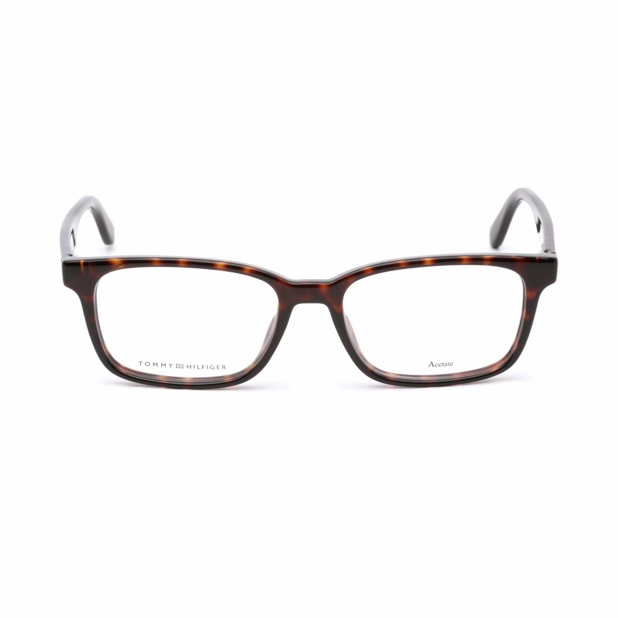 Tommy Hilfiger Men's Eyeglasses - Havana Brown Plastic Rectangular | Th 1487 09N4 00