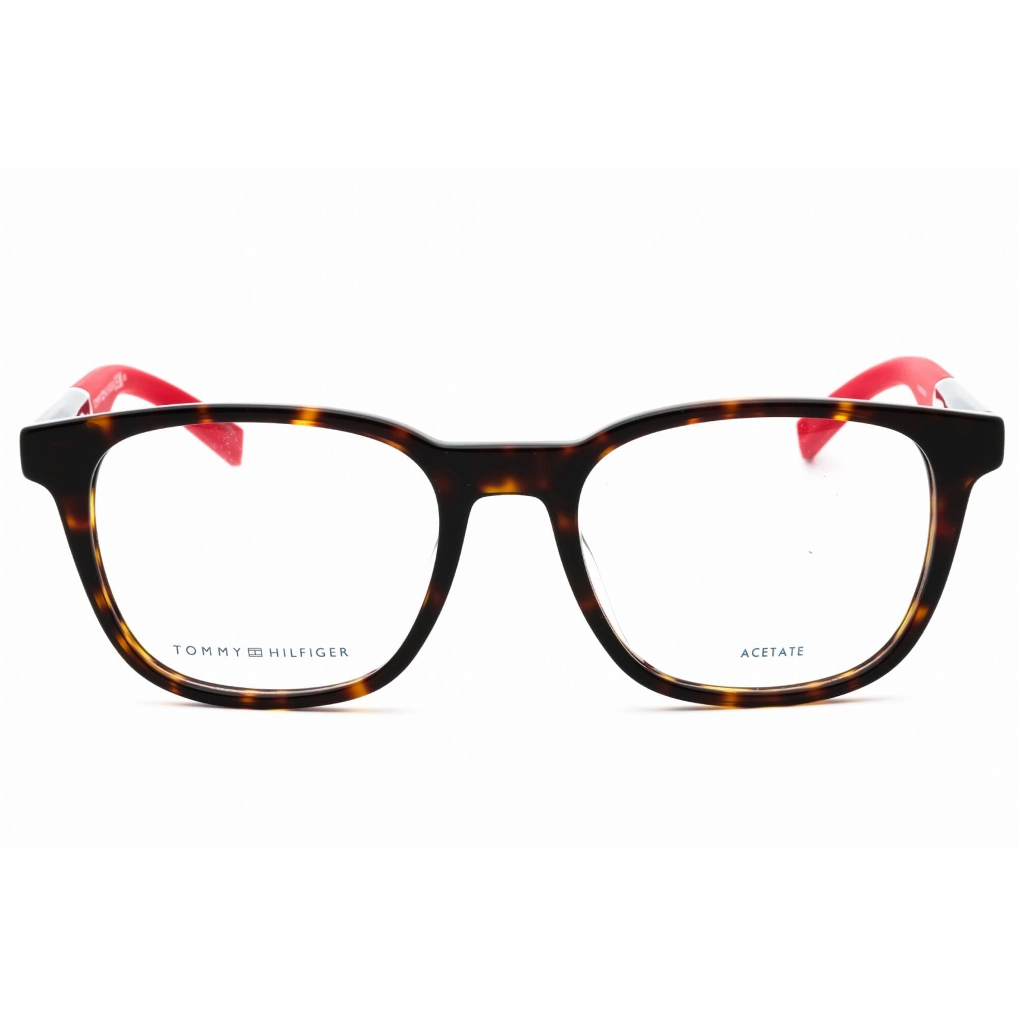 Tommy Hilfiger Men's Eyeglasses - Havana Plastic Square Shape Frame | TH 1907 0086 00